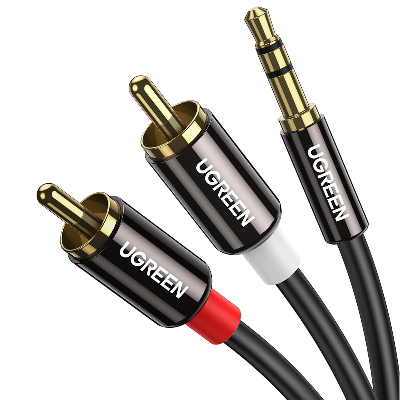 UGREEN 3.5mm to RCA Cable, 6.6FT Male Aux Audio Adapter 6.6FT, Black