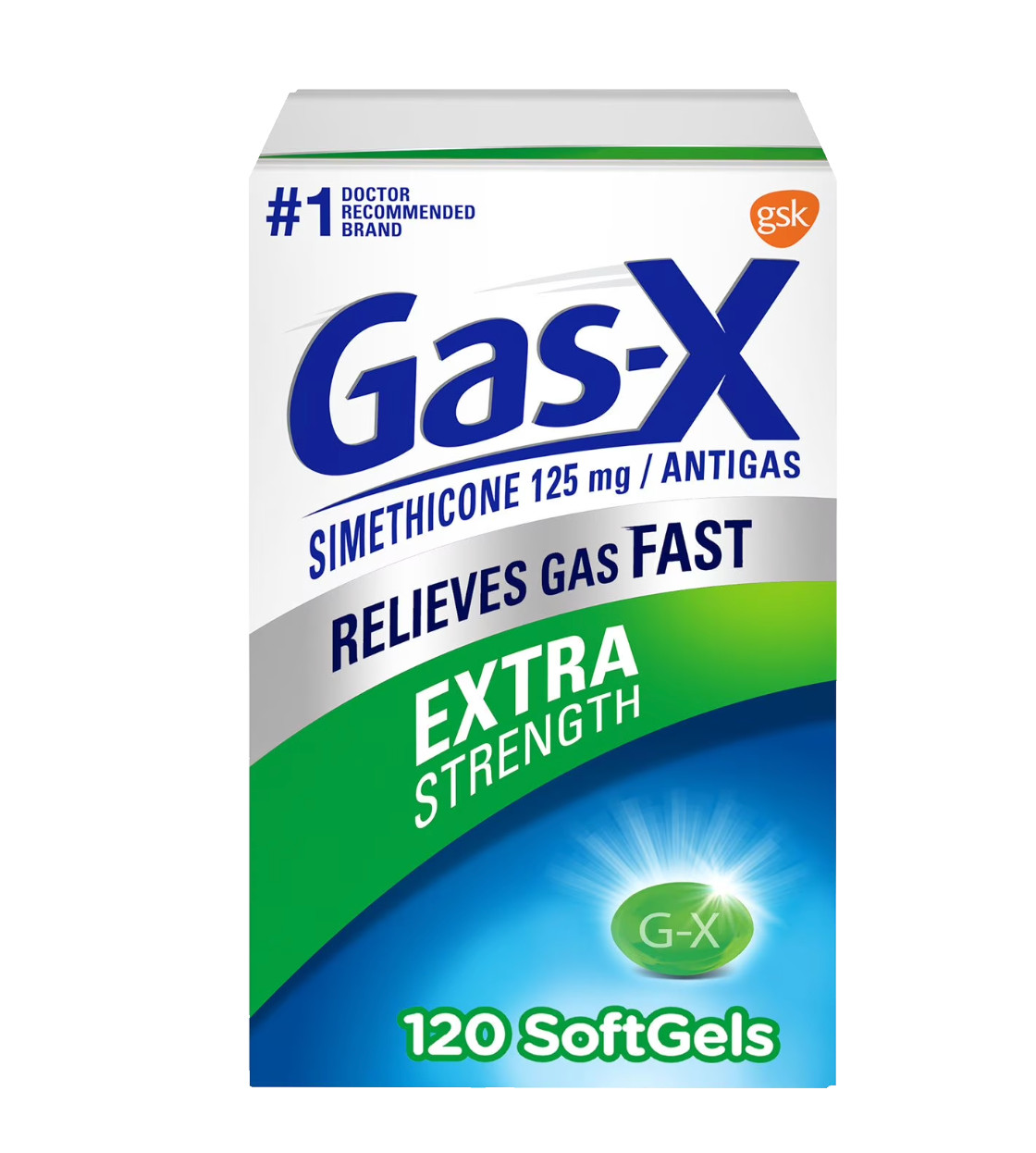 Gas-X Extra Strength 125mg Simethicone Anti Gas Relief Bloating 120 Softgels