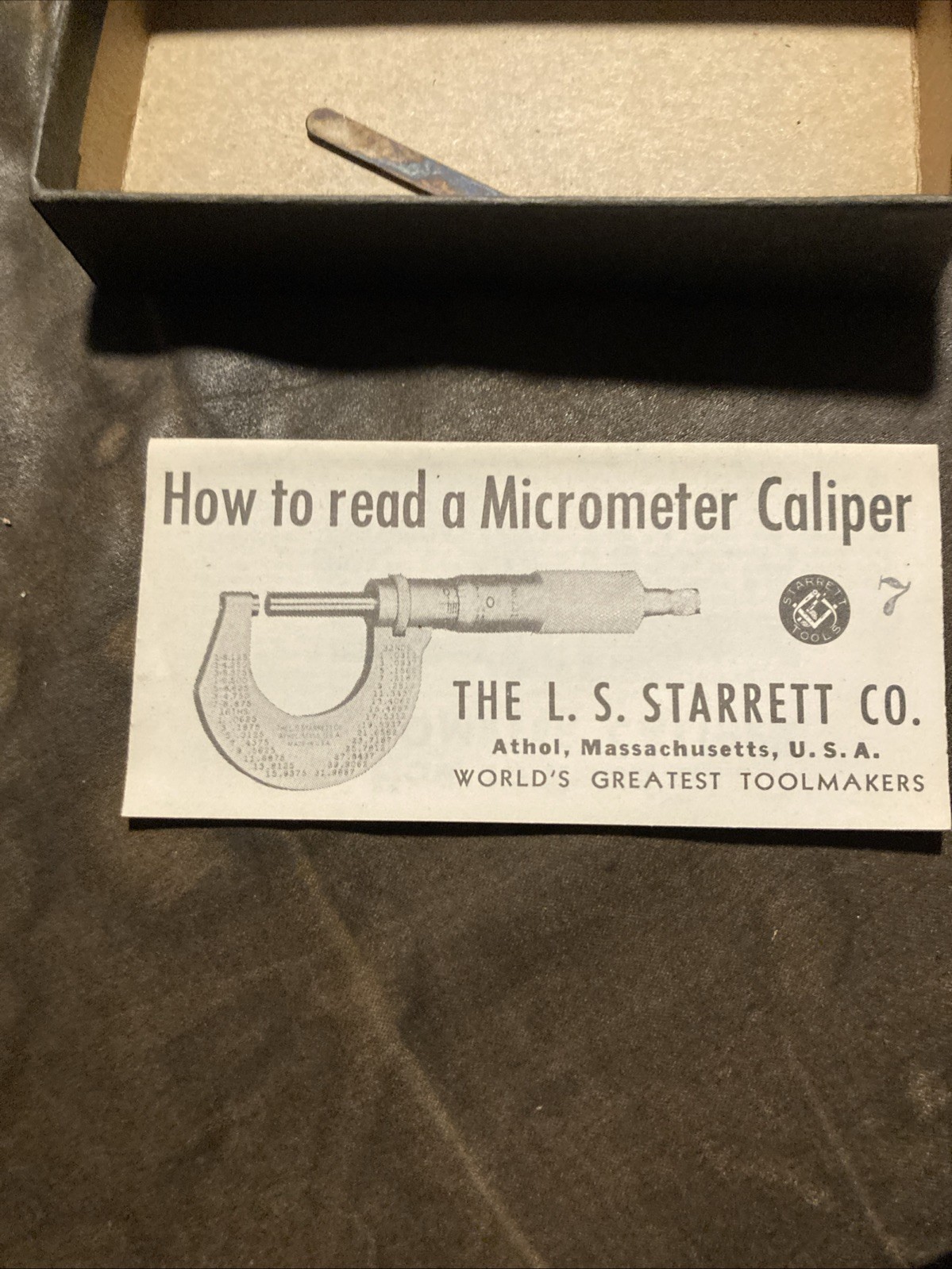 STARRETT 0-1" Outside Micrometer w/ Box & instructions 436-1