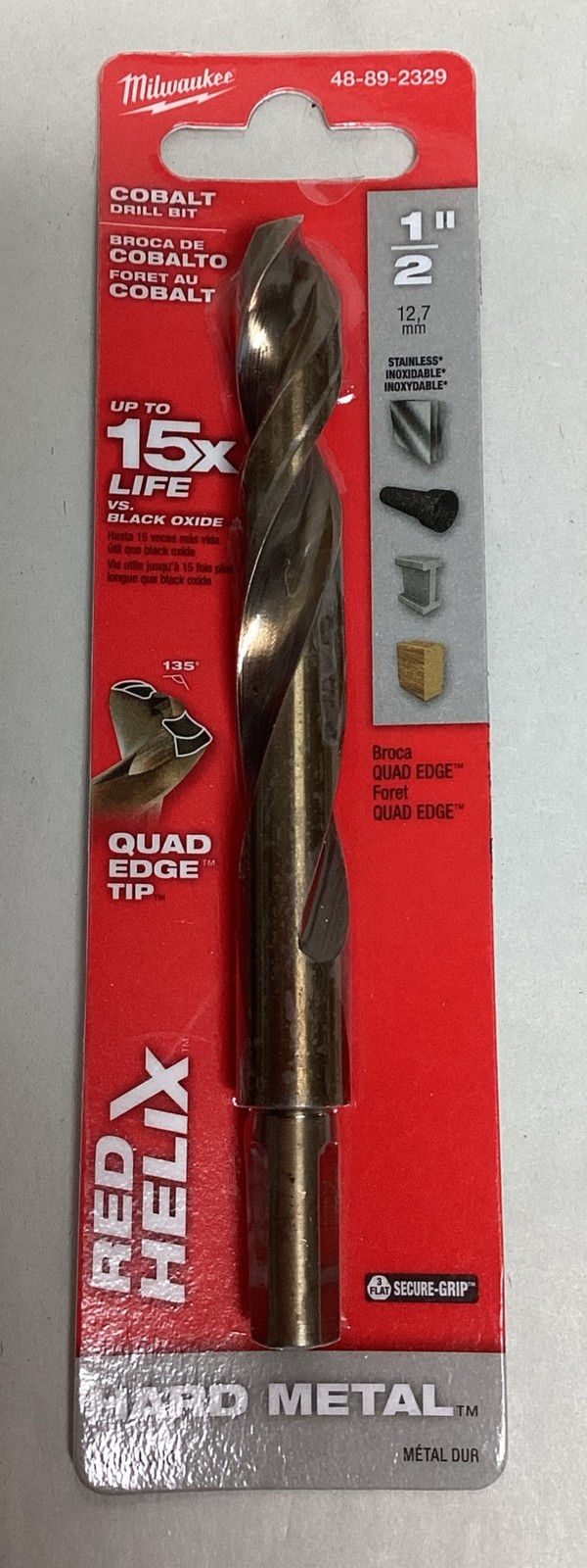 Milwaukee 1/2" Cobalt Drill Bit Hard Metal  48-89-2329- Free S&H