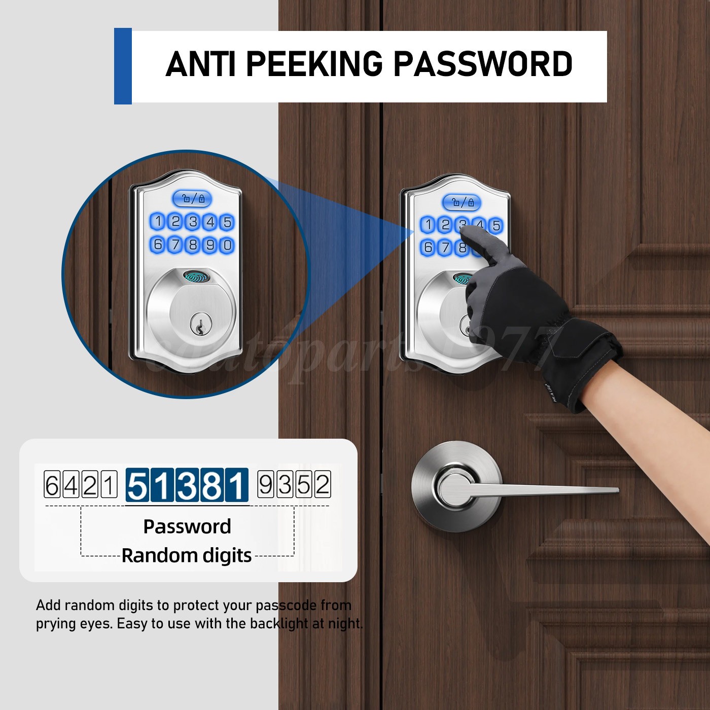 Fingerprint Door Keyless Lock Entry Electronic Smart Lock Keypad Deadbolt White