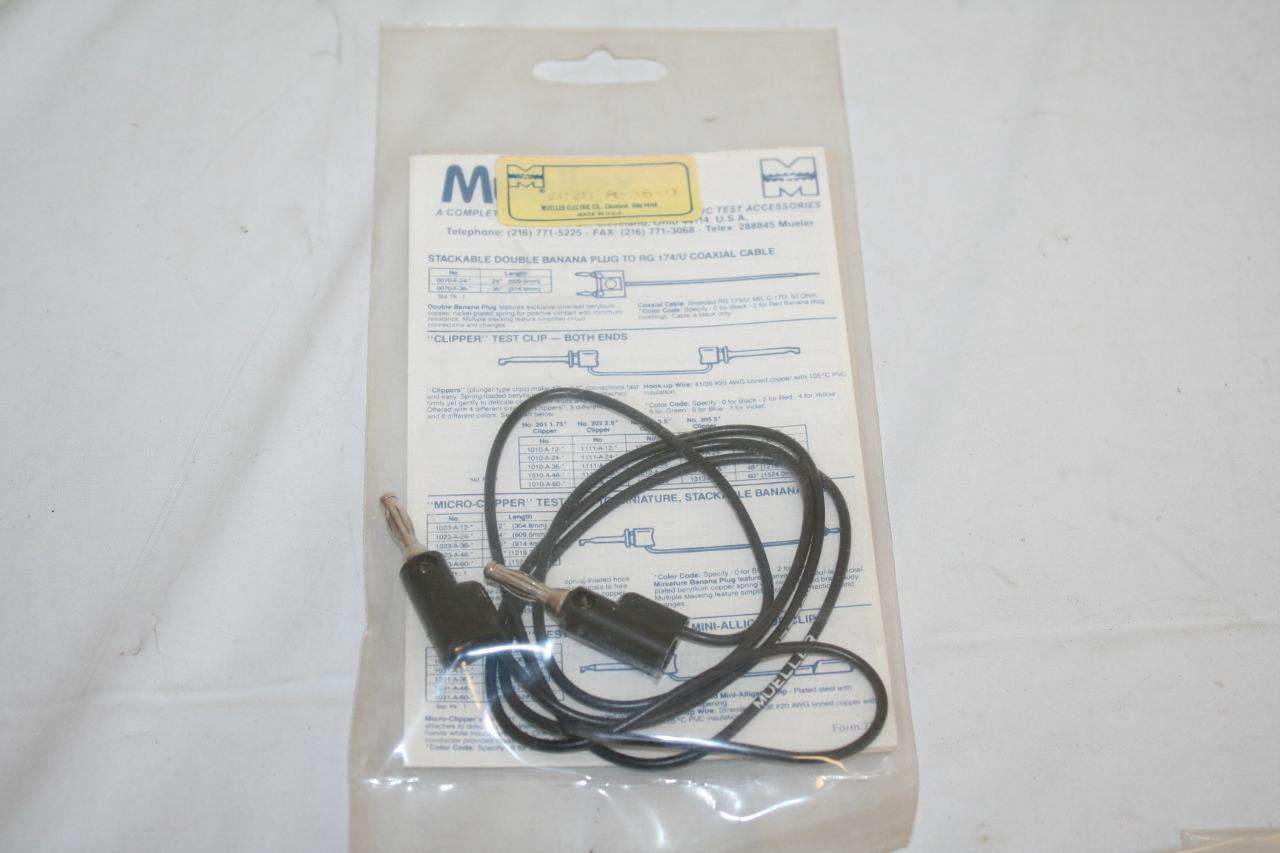 Mueller 2020-A-36-0 Stackable Single Banana Plug on both ends Black 36" New
