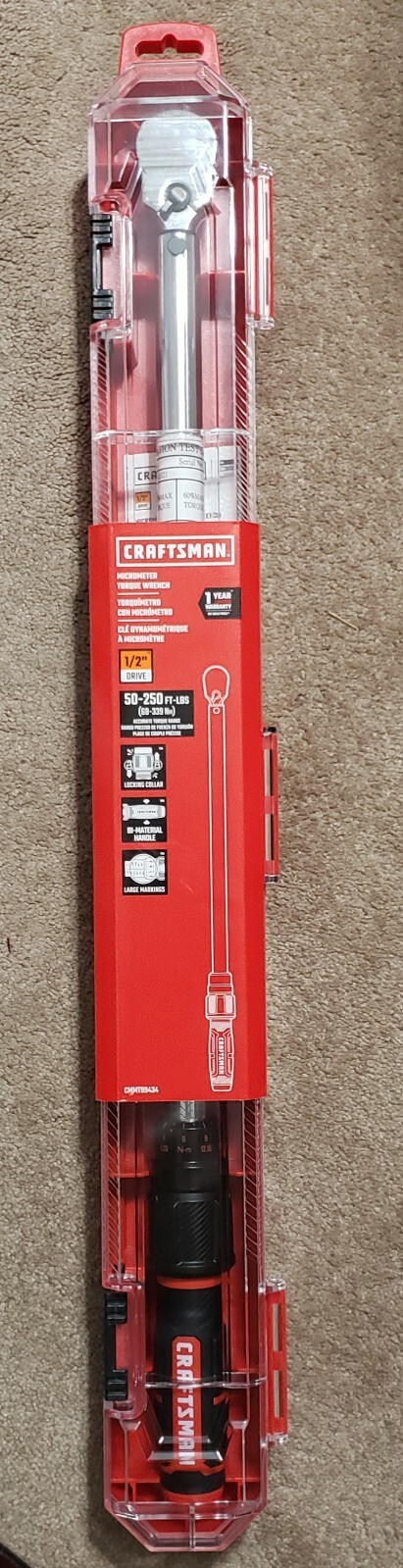 Craftsman CMMT99434 Torque Wrench, SAE, 1/2-Inch Drive New!