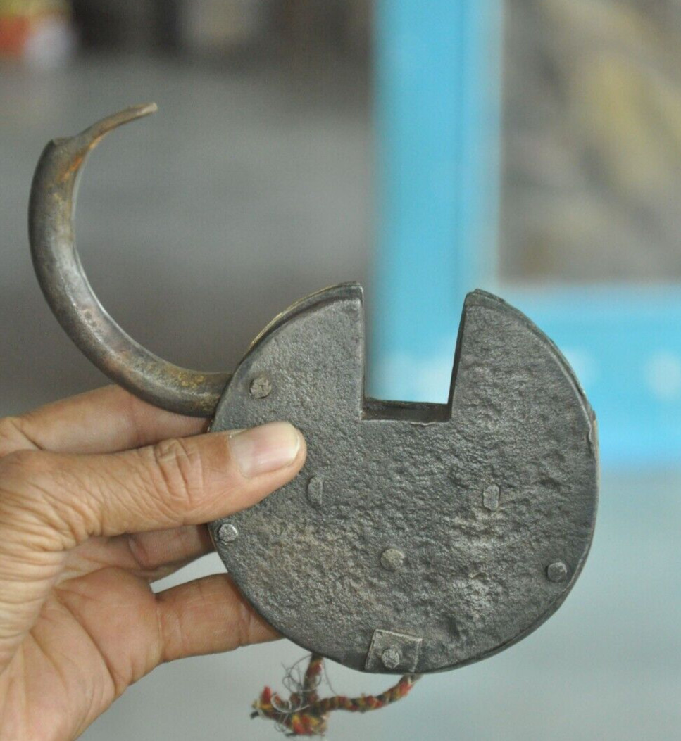 Vintage Iron Round Shape Brass Fitted Handcrafted Padlock