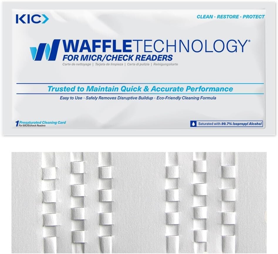 KICTeam - Waffletechnology Cleaning Cards for Check Readers with 99.7% IPA