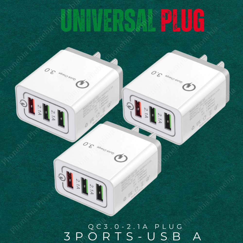 Multiple 3-Port USB AC Plug Quick Charger Block Universal Phone Cube 18W Box Lot