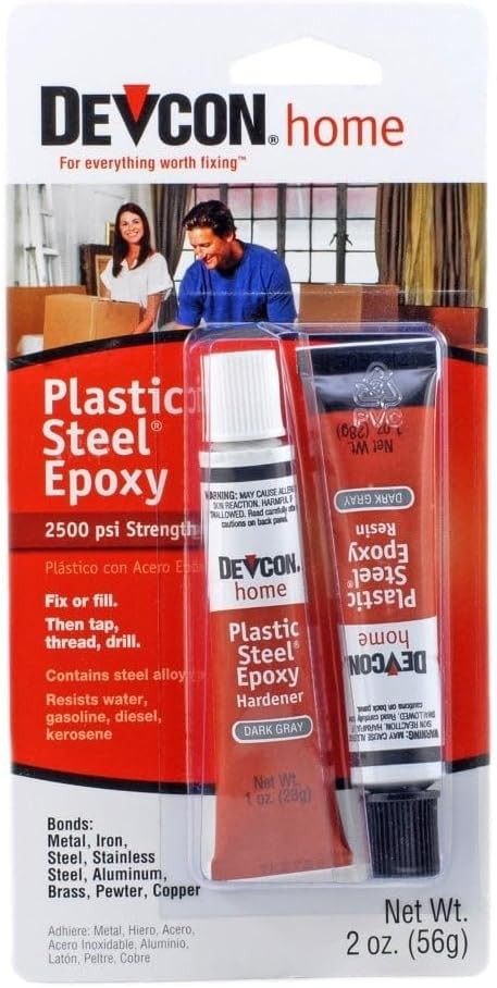Devcon 52345 Plastic Steel Epoxy 1 oz 2-Part Tube