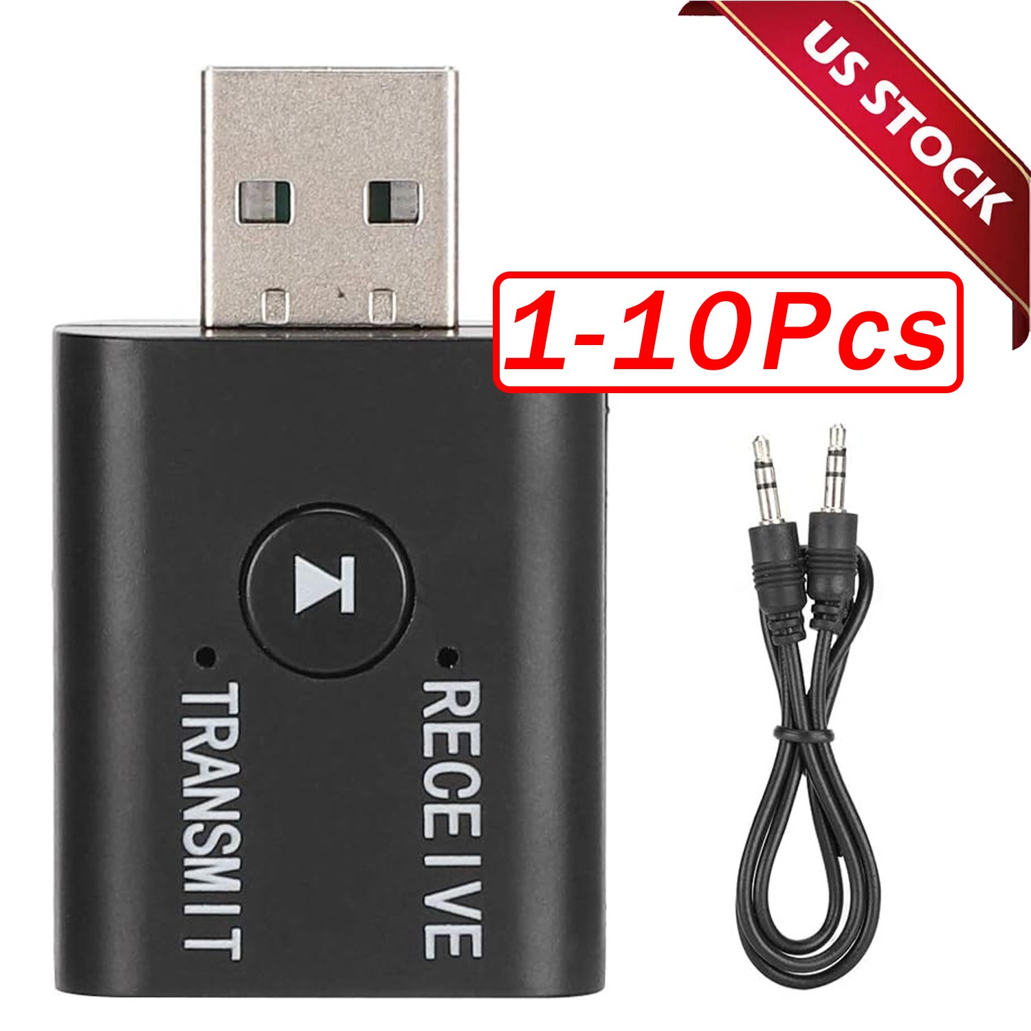 2in1 3.5mm Bluetooth 5.0 Transmitter Receiver Car Wireless Audio Adapter USB Aux