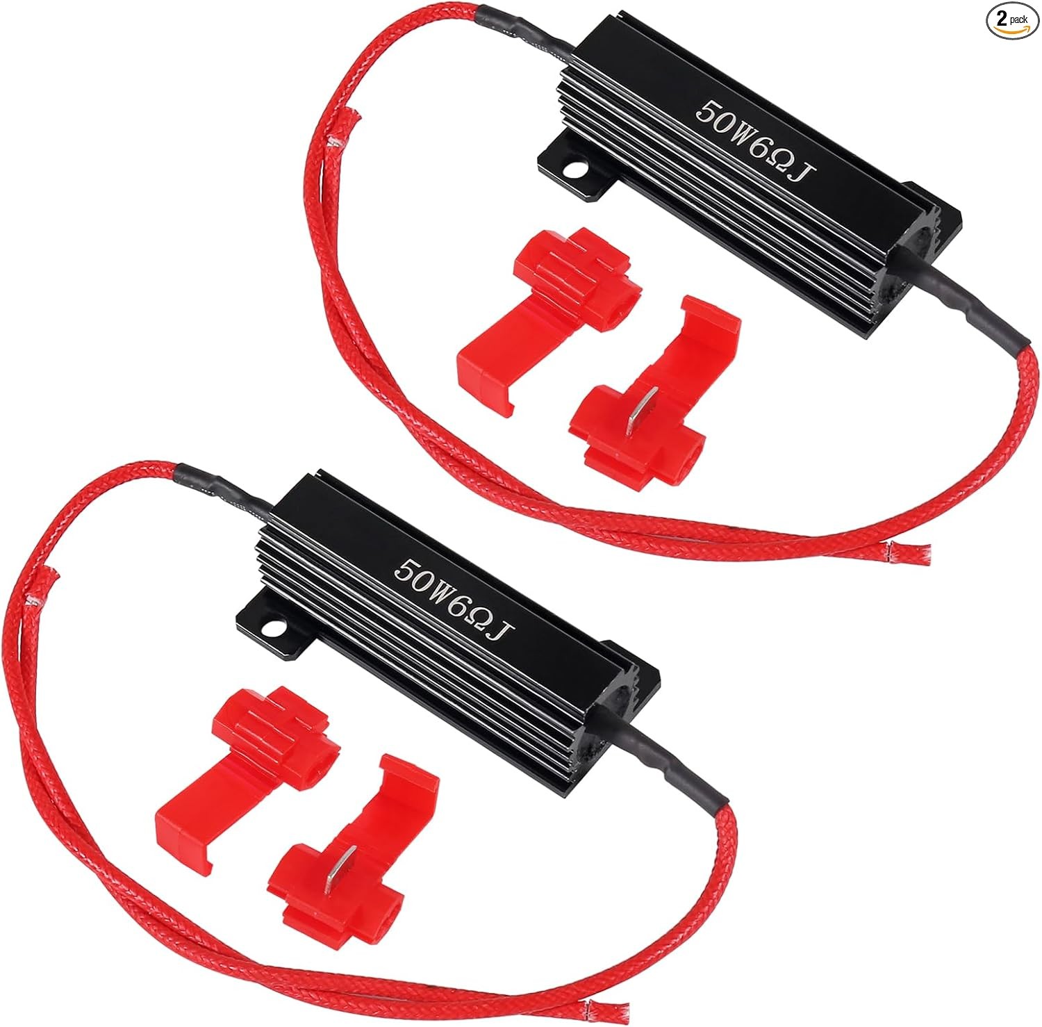 2Pcs 50W 6Ohm Load Resistor Turn Signal Blink LED F Color: 2pcs 50W 6Ohm-black
