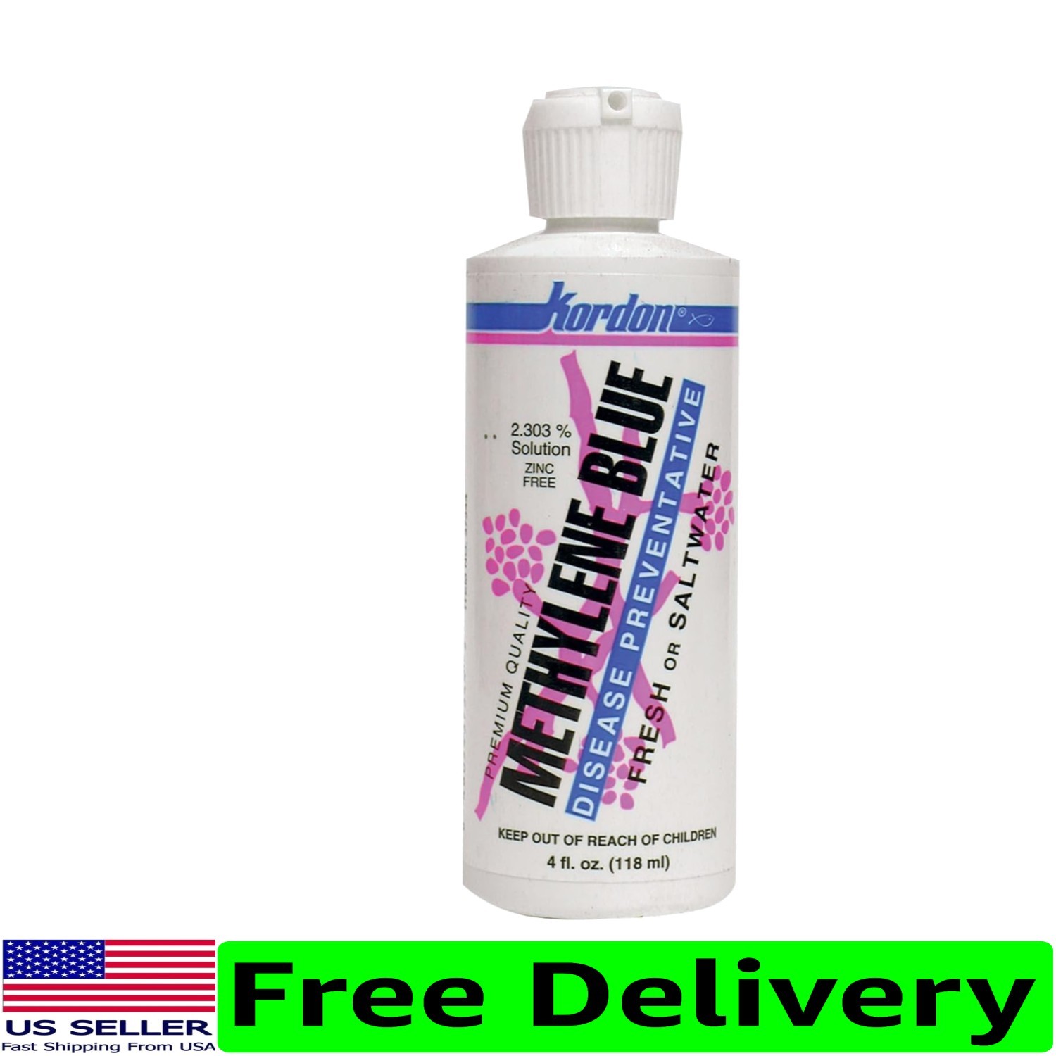 Kordon Methylene Blue 4oz - Odor-Free Aquarium Treatment for Fungal Infections