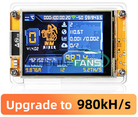BTC SOLO Lottery Miner 1060KH/s Hashrate ESP32 Wi-Fi Bluetooth Development Board