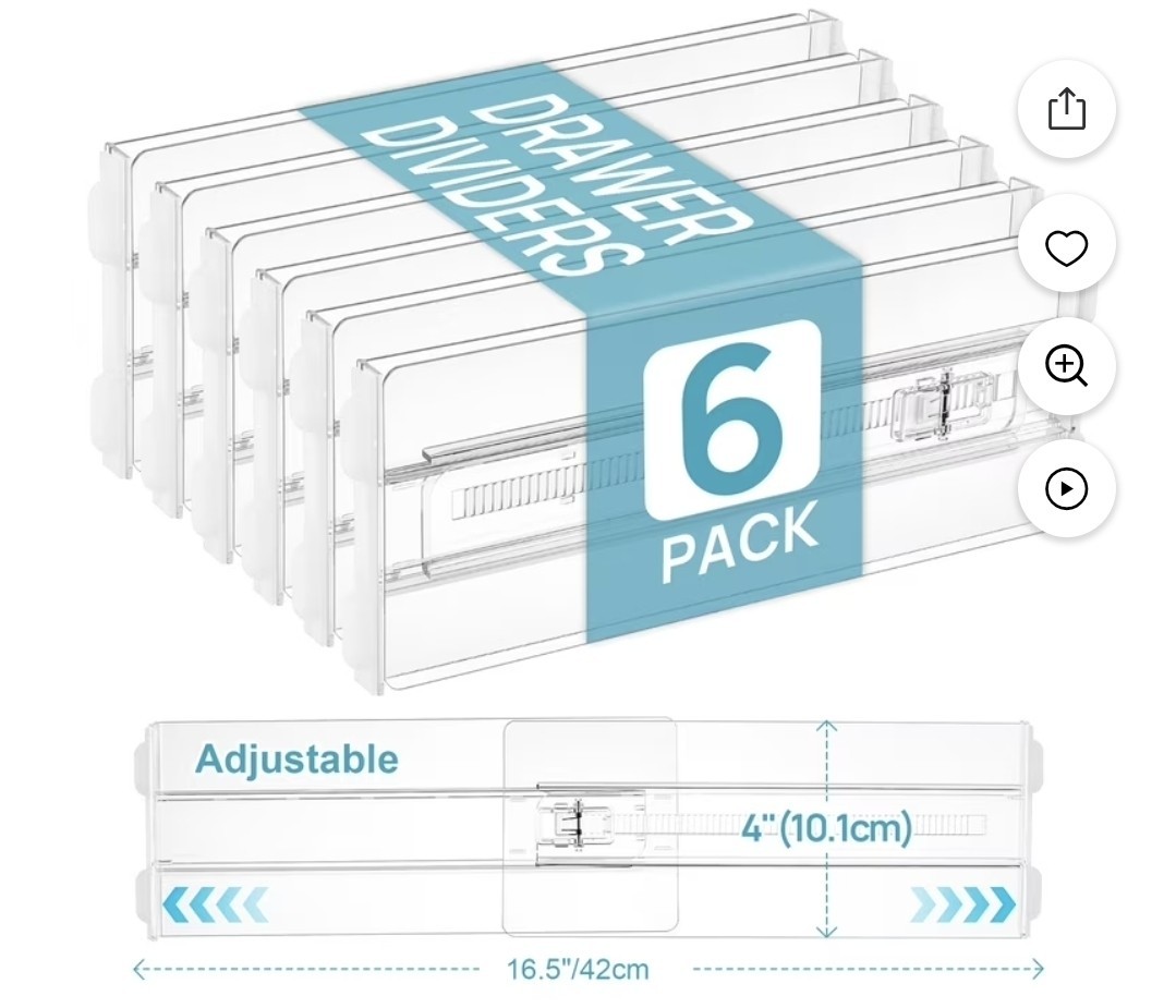Vtopmart 8 Pack Drawer Dividers for Clothes, 4" High 10.2"-16.6" Adjustable