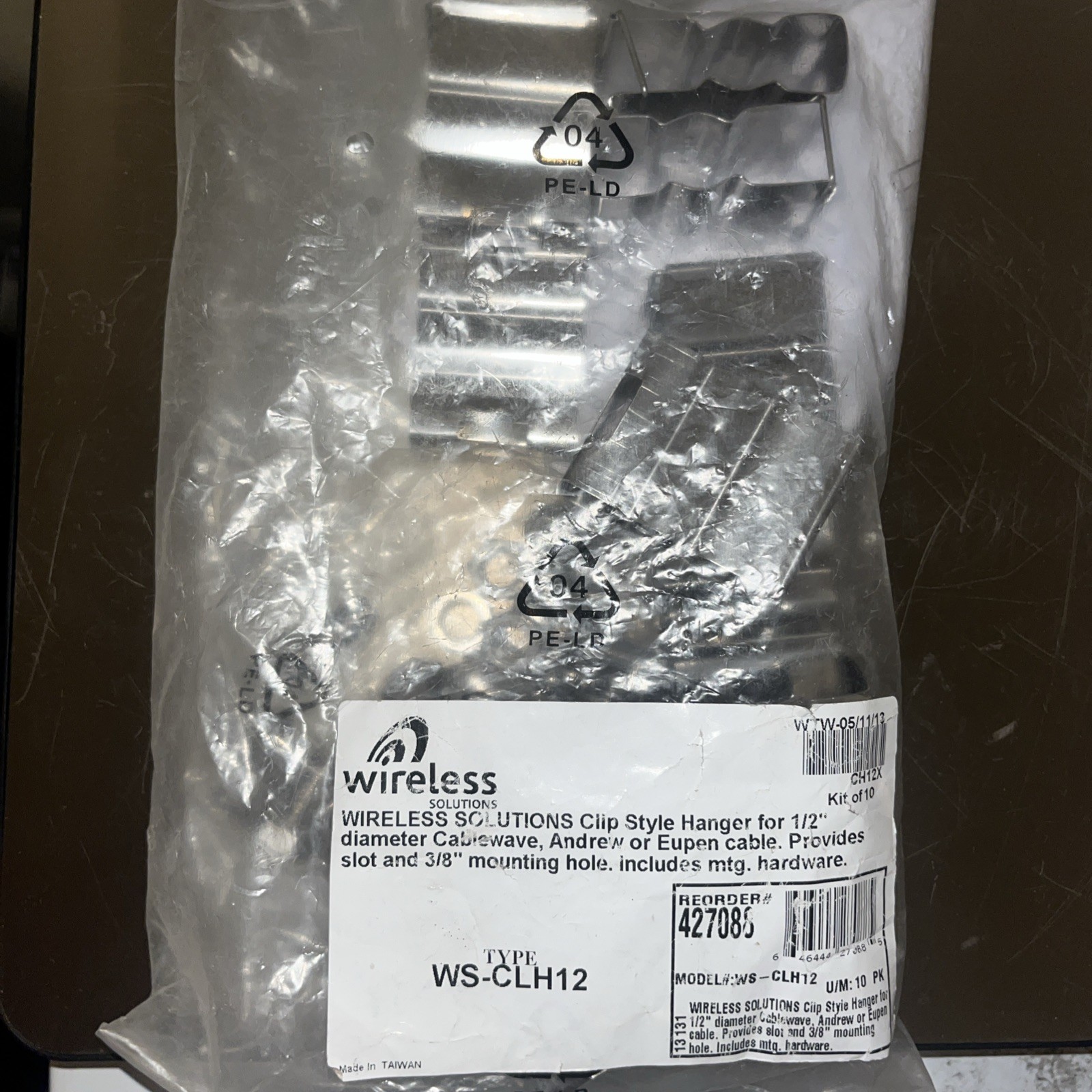 Wireless Solutions WS-CLH12 10 Pack. Clip Style Hanger For 1/2 Inch Diameter