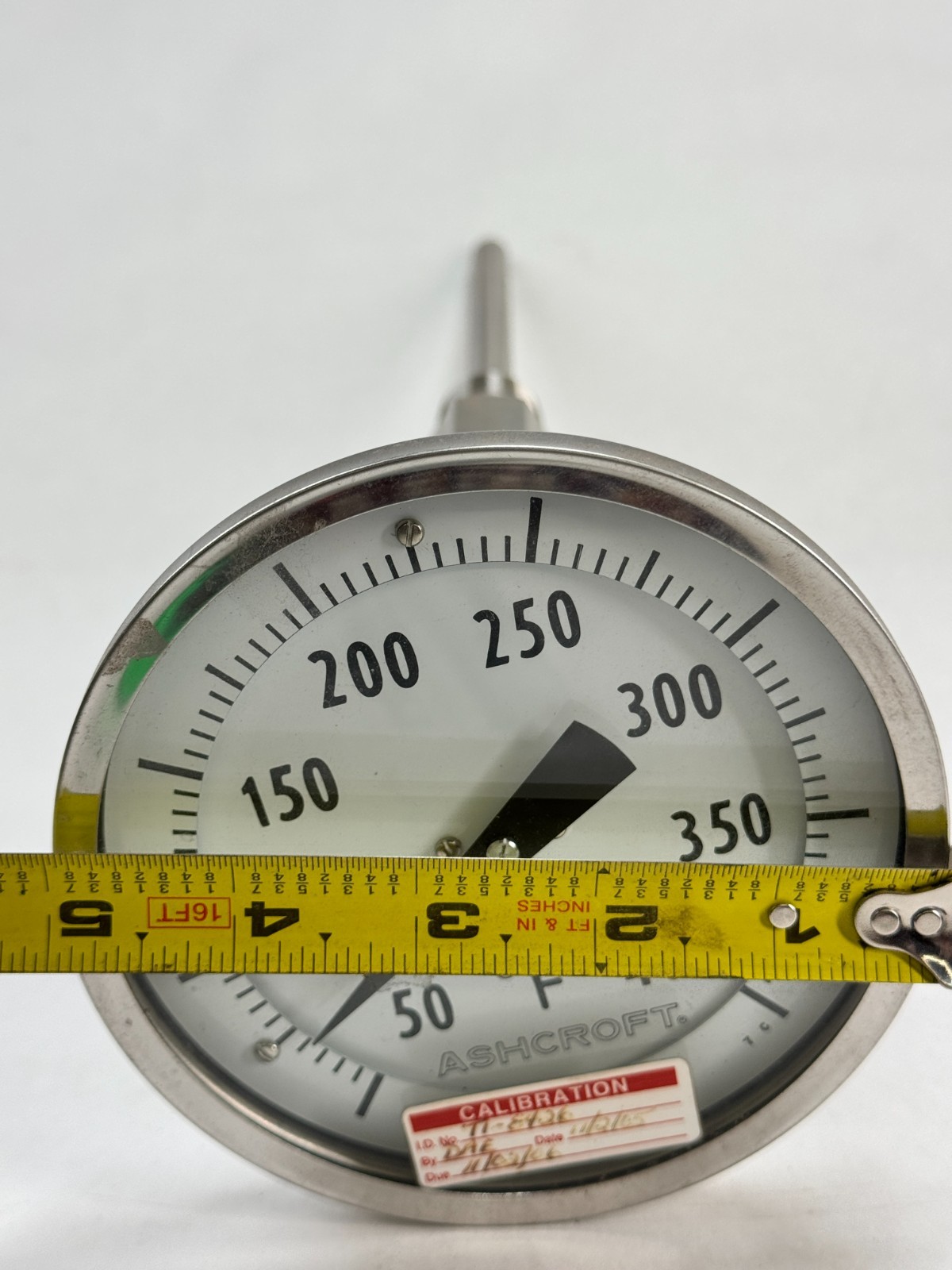 ASHCROFT Adjustable Angle Thermometer, 0-400F, 5" Face, 7-1/2" Stem, 3/4" NPT