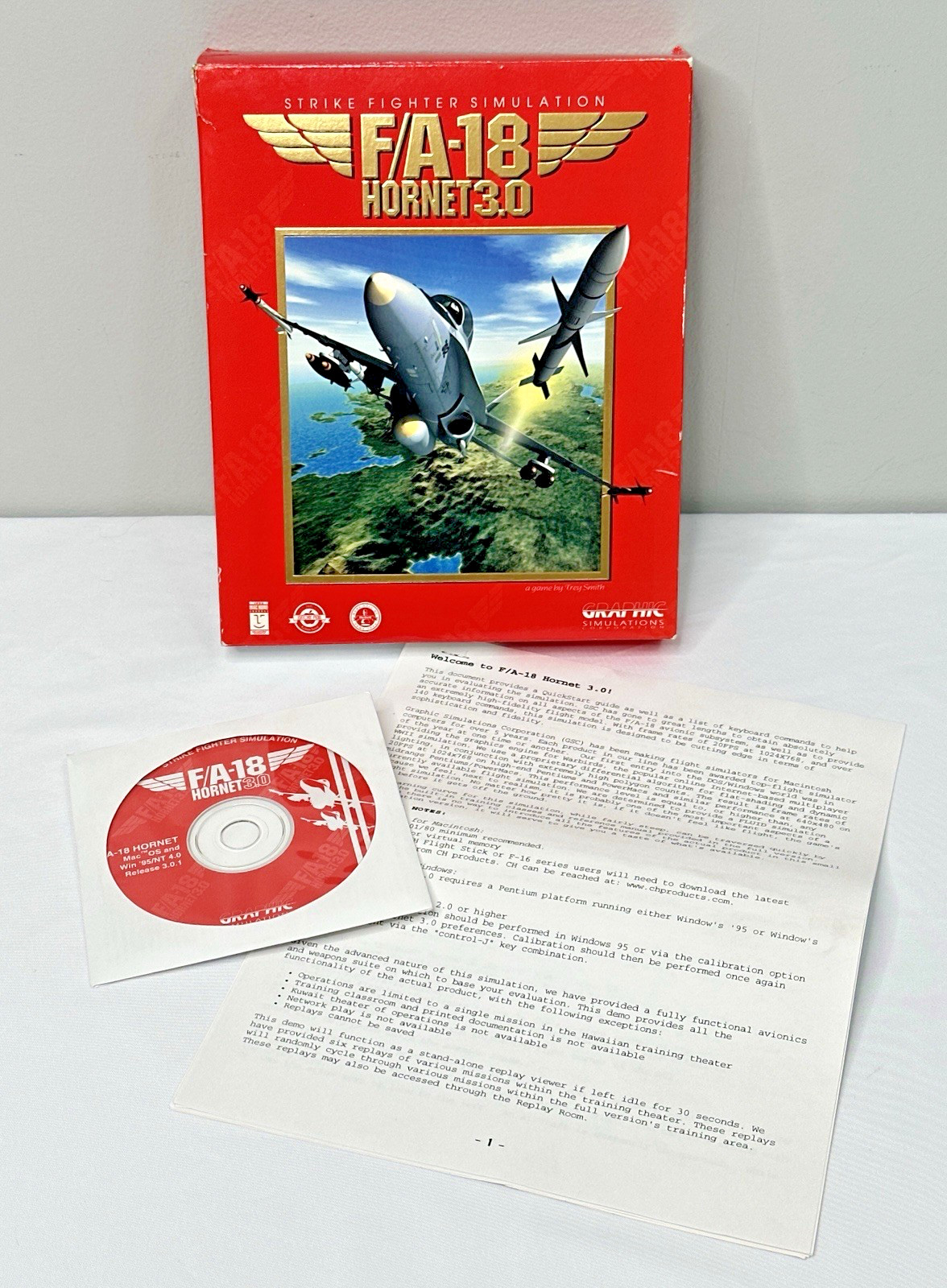 F/A-18 Hornet 3.0 PC MAC CD Strike Fighter Pilot Air-Combat Jet Simulation Game!