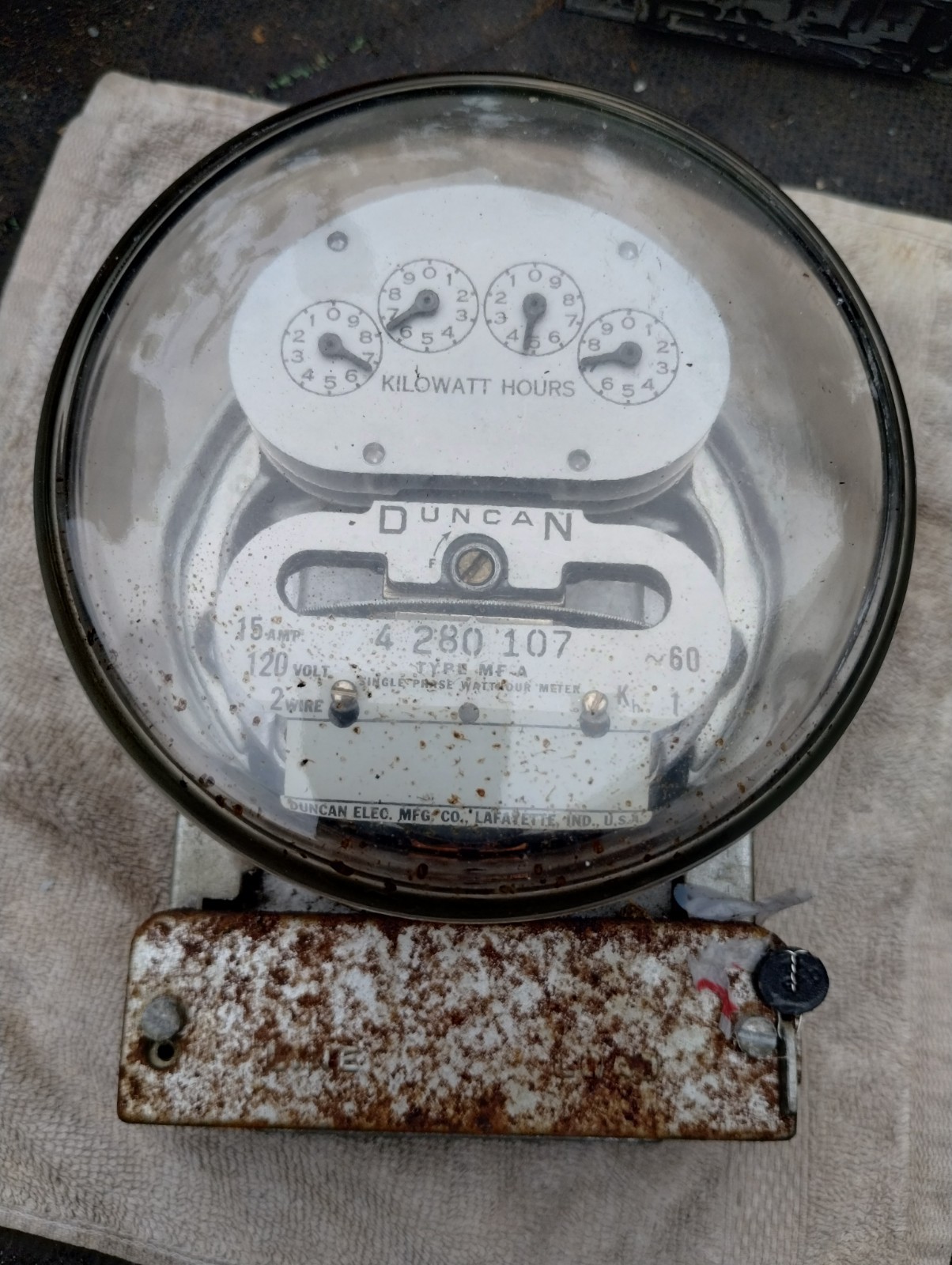 Vintage Duncan 120V 15A Watt Hour-Meter Type MF-A