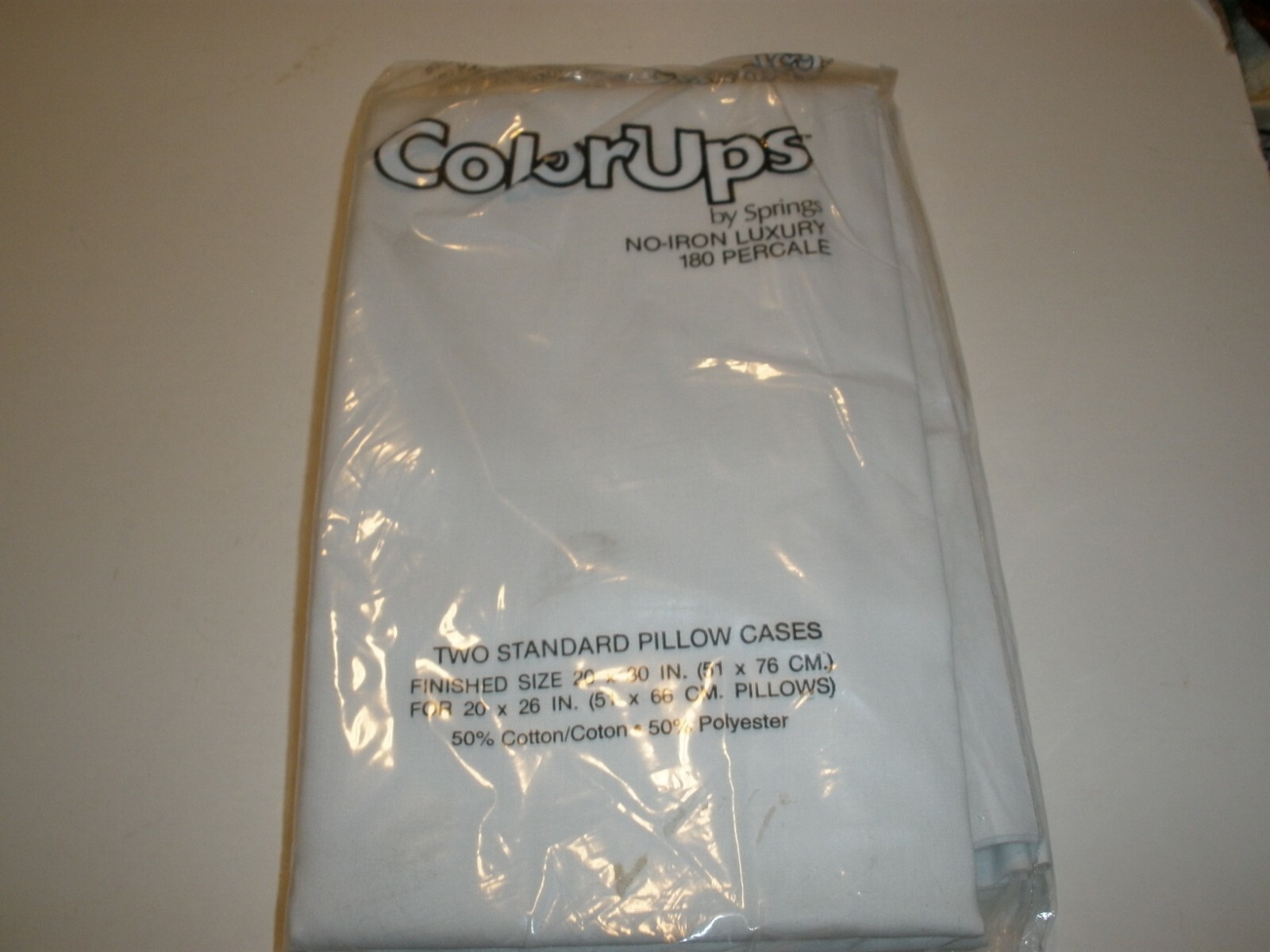 NEW Color Ups Springs Set of Two Standard Size Pillowcases White