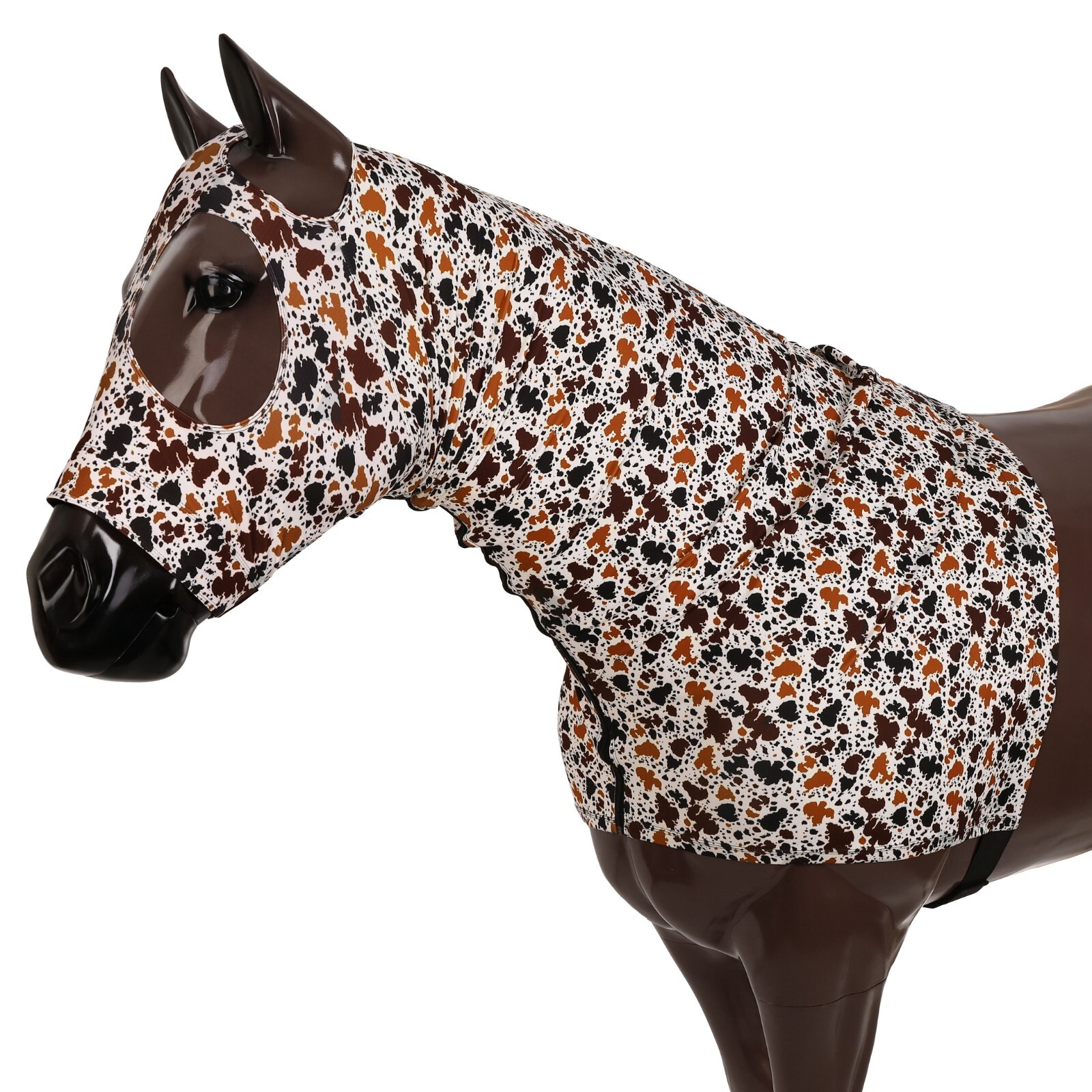 COW PRINT Design Lycra HOOD SLEEZIE SLICKER Front Zipper with Eye and Ear Holes