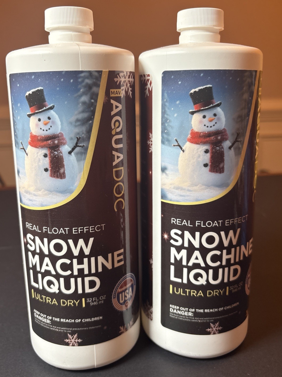 Two Bottles Of AquaDoc Snow Machine Liquid Ultra Dry - 32oz/ea