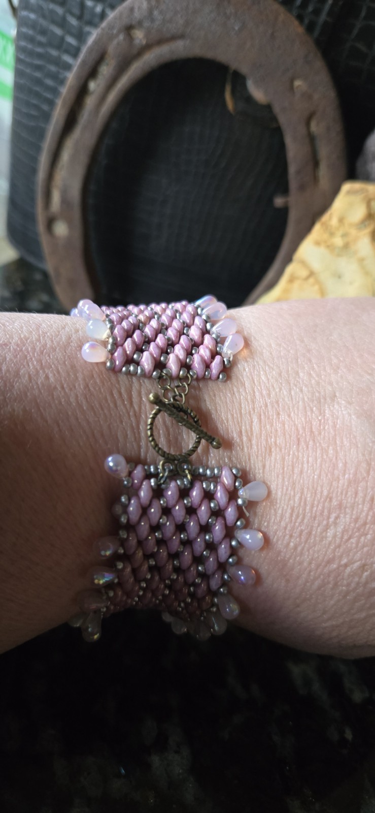 One-of-a-Kind Pink & Silver Beaded Bracelet