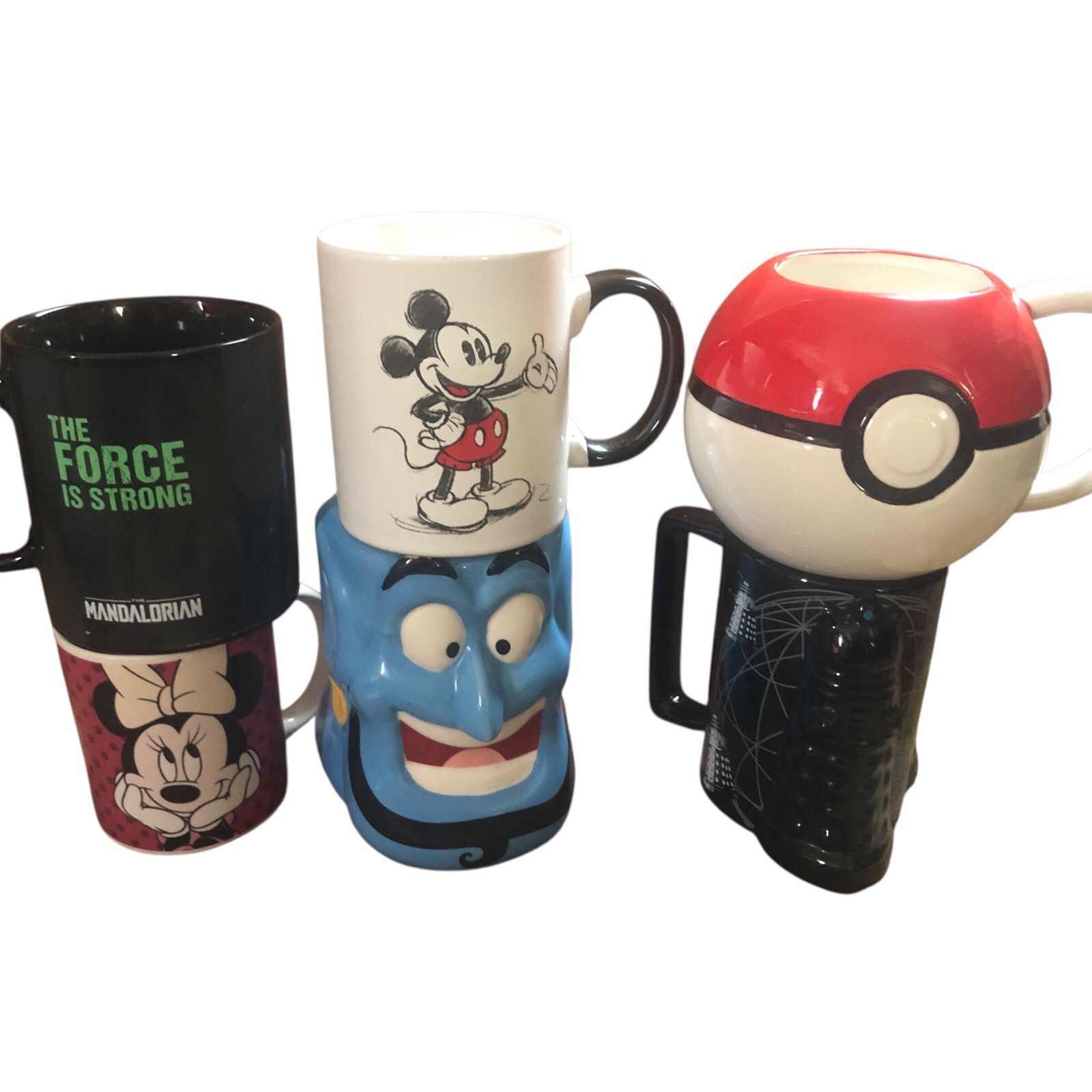 RARE Disney Collectible Mugs Job Lot: 3D Genie (Aladdin) & Classic Mickey