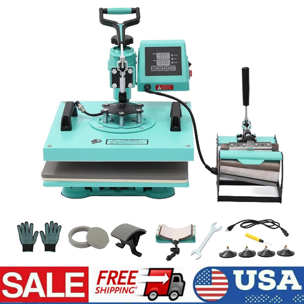 6 in 1 Heat Press Machine Sublimation Printing 15"x15" For T-Shirt Mug Hat Plate