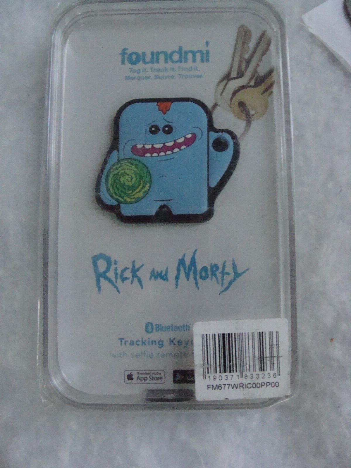 NEW SEALED Rick & Morty Foundmi Bluetooth Tracking Selfie Remote Keychain