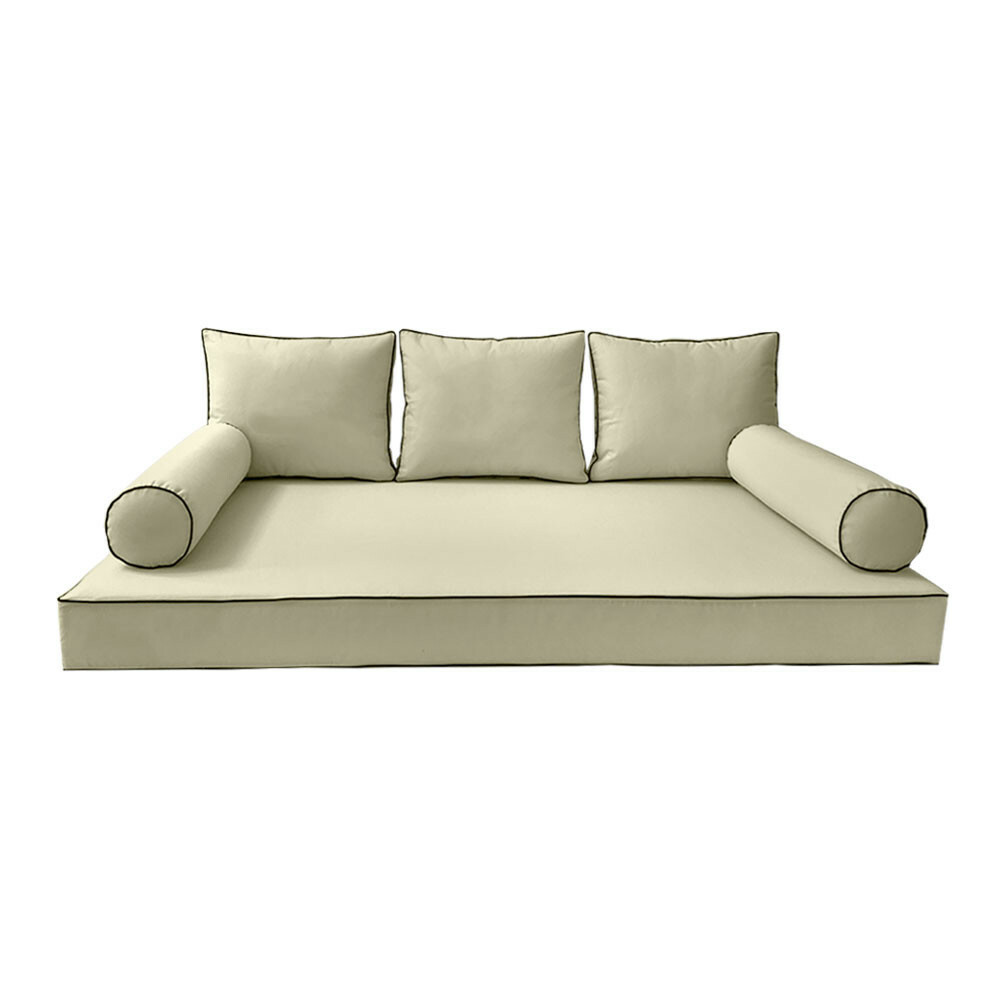 *COVER ONLY*-S3 Outdoor Daybed Mattress Bolster Pillow Contrast Trim Full AD005
