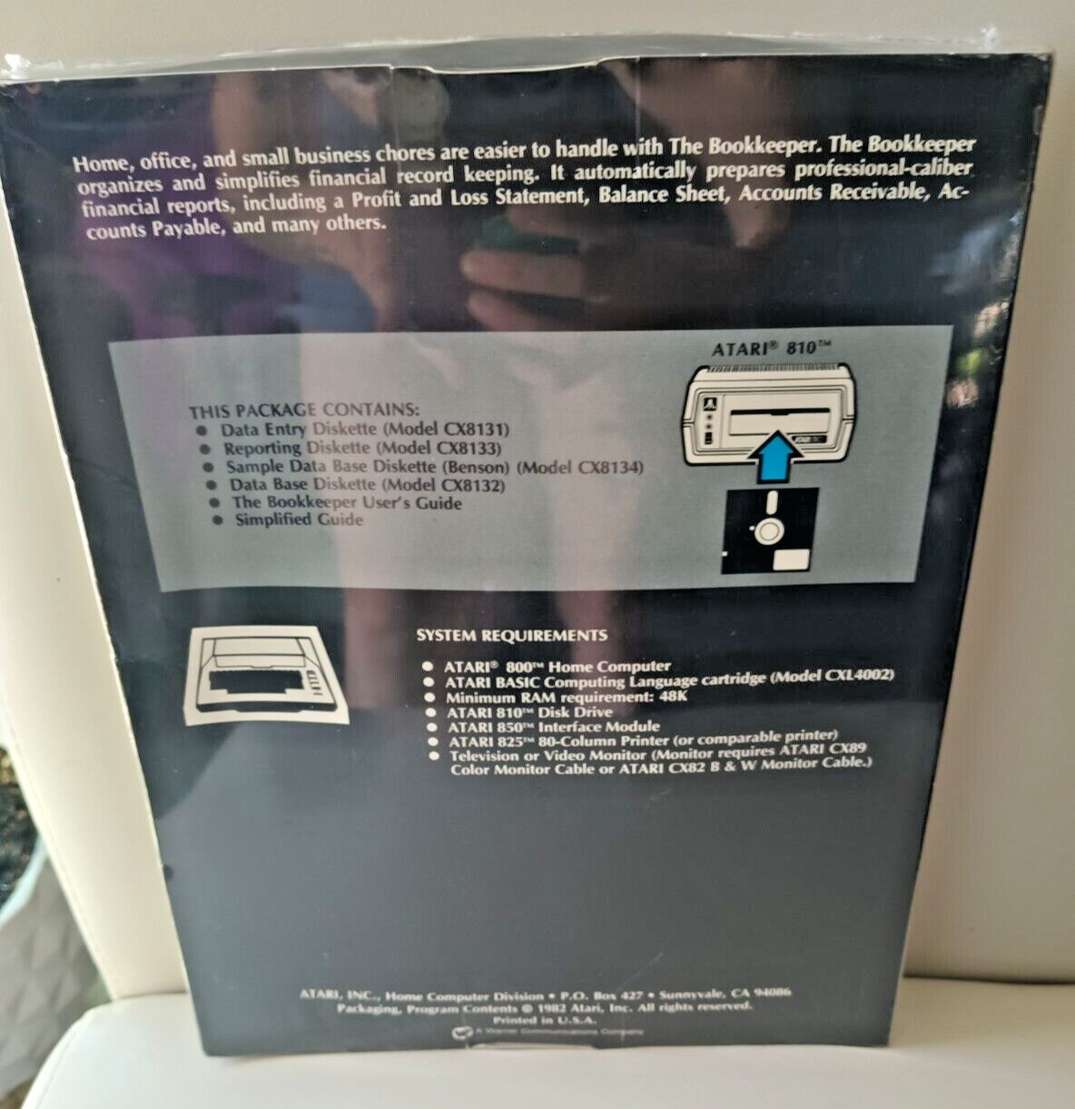 The Bookkeeper; Atari 400/800/XL/XE; Disk CX414 Large box