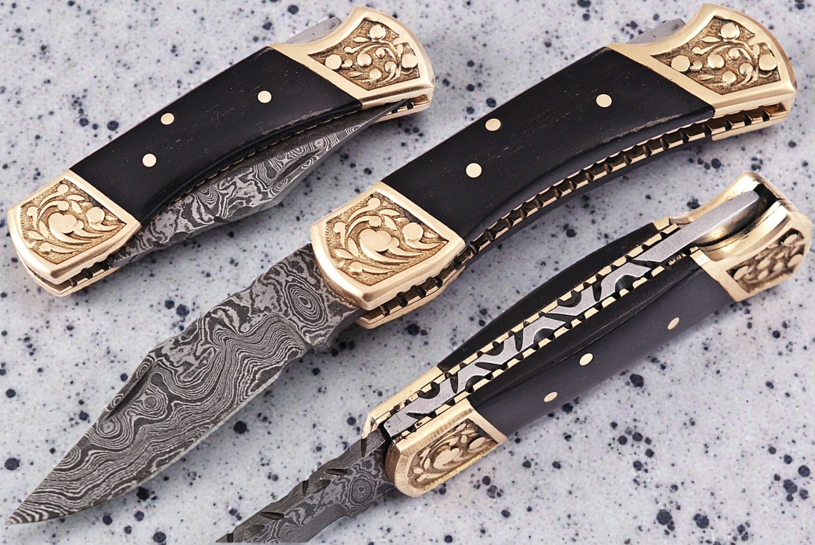 HAND MADE FORGED DAMASCUS STEEL FOLDING POCKET KNIFE BACK LOCK 1253