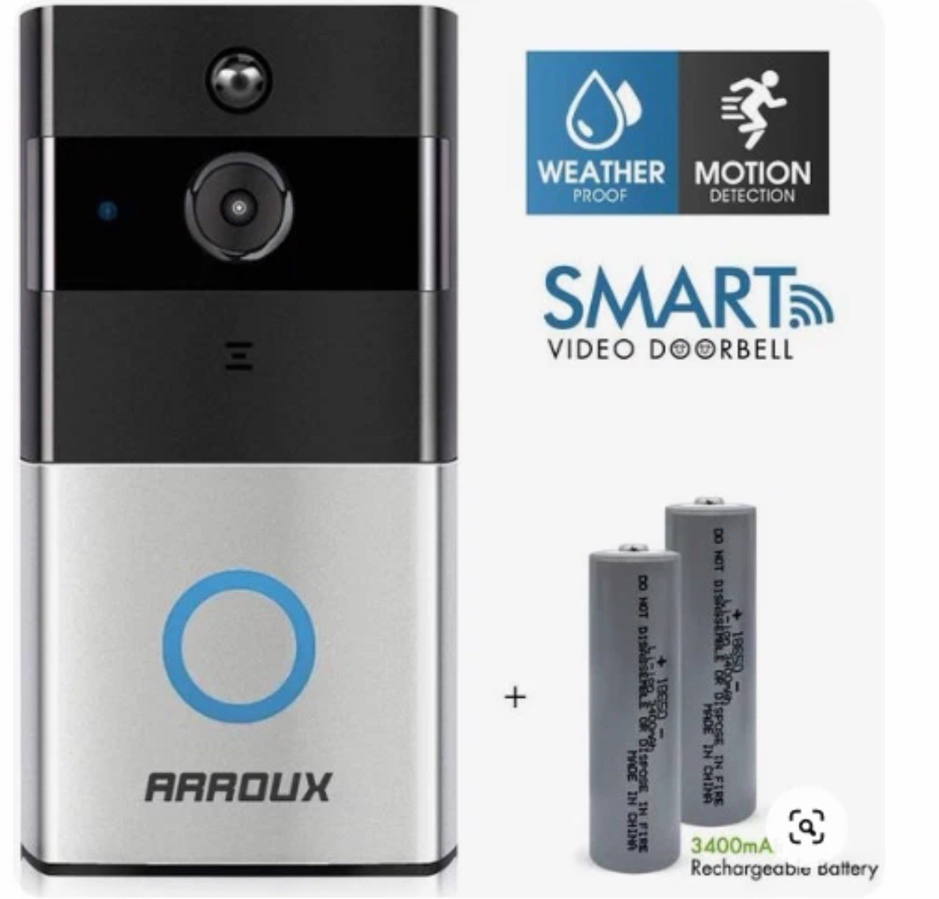 AAROUX WORELESS WiFI VIDEO DOORBELL SMART  VIDEO DOORBELL New Open Box