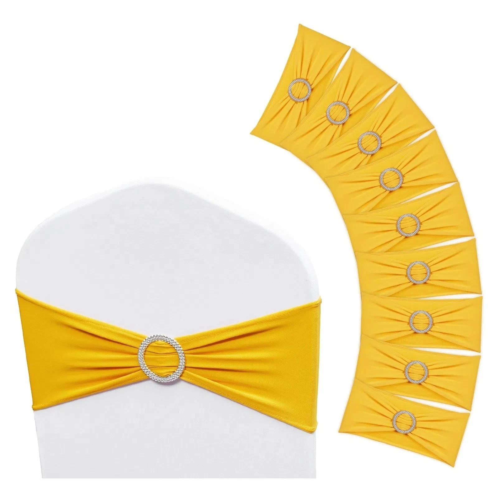 Stretch Spandex Chair Sashes, Chair Slipcover and Stretch Chair Sash with Round