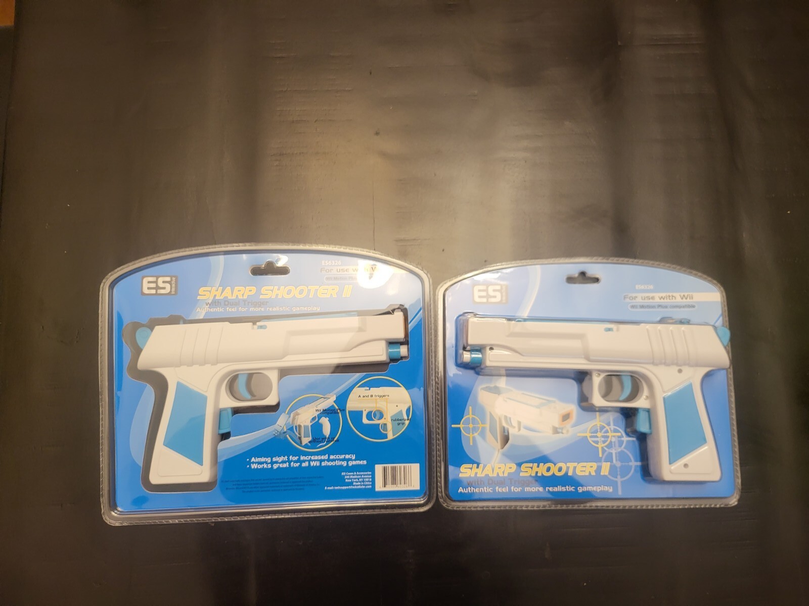 Two ES interactive Sharp Shooter 2 With Dual Trigger For Wii ES6326 New Sealed