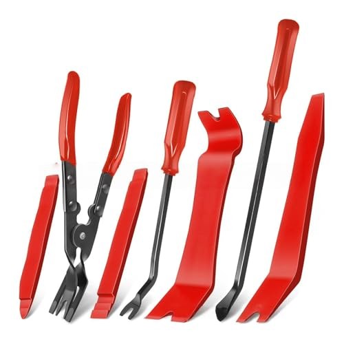 7 Pcs Auto Trim Removal Tool Kit – Plastic Pry Tools & Rivet Clip Pliers,