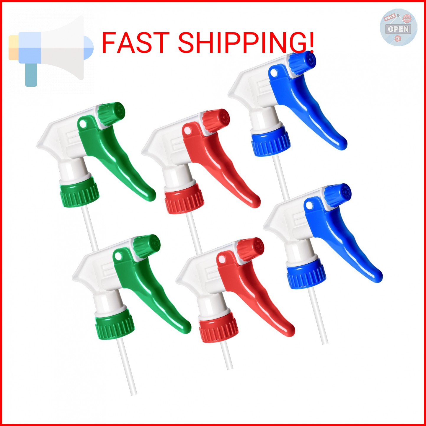6 Pack Universal Spray Bottle Replacement Nozzle, Mist & Stream Trigger Sprayer