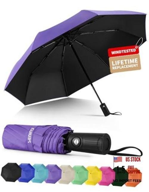 Windproof Travel Umbrella, Automatic Umbrellas for Rain, Portable & Compact
