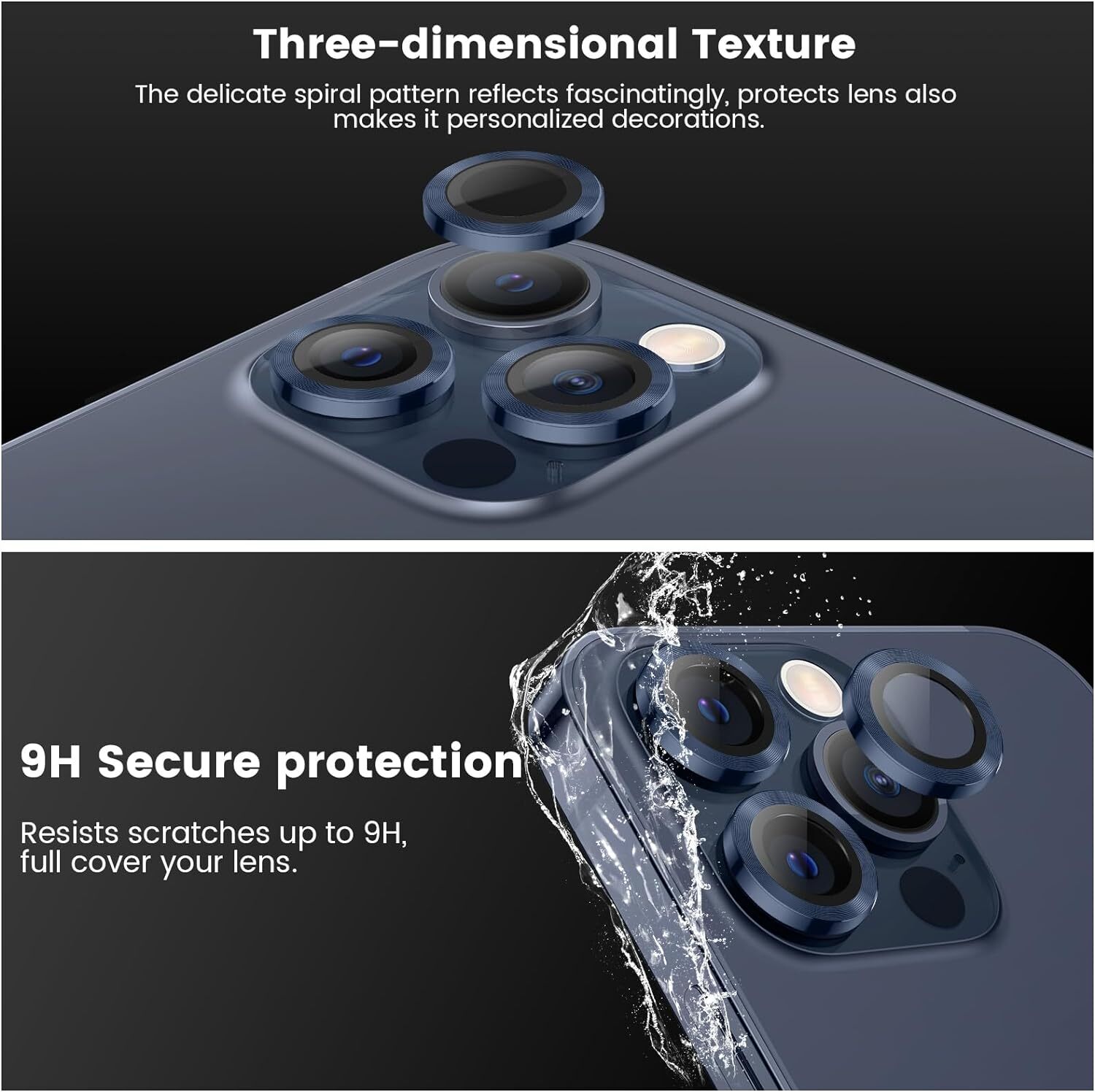 2 Pack For iPhone 16 Pro Max 15 Plus Tempered Glass Ring Camera Lens Protector