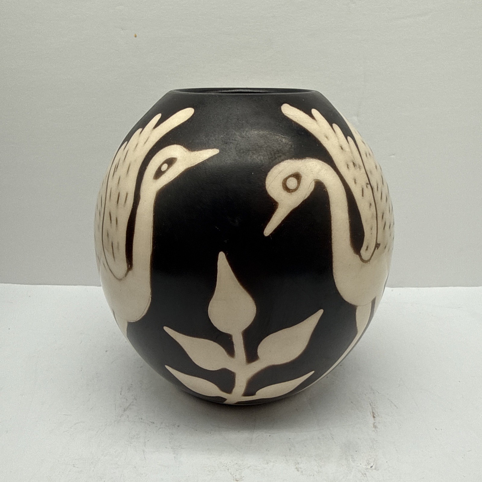 Peru Ceramic 6.5 H X 5.5” Black Cream Marcelo Prado Signed