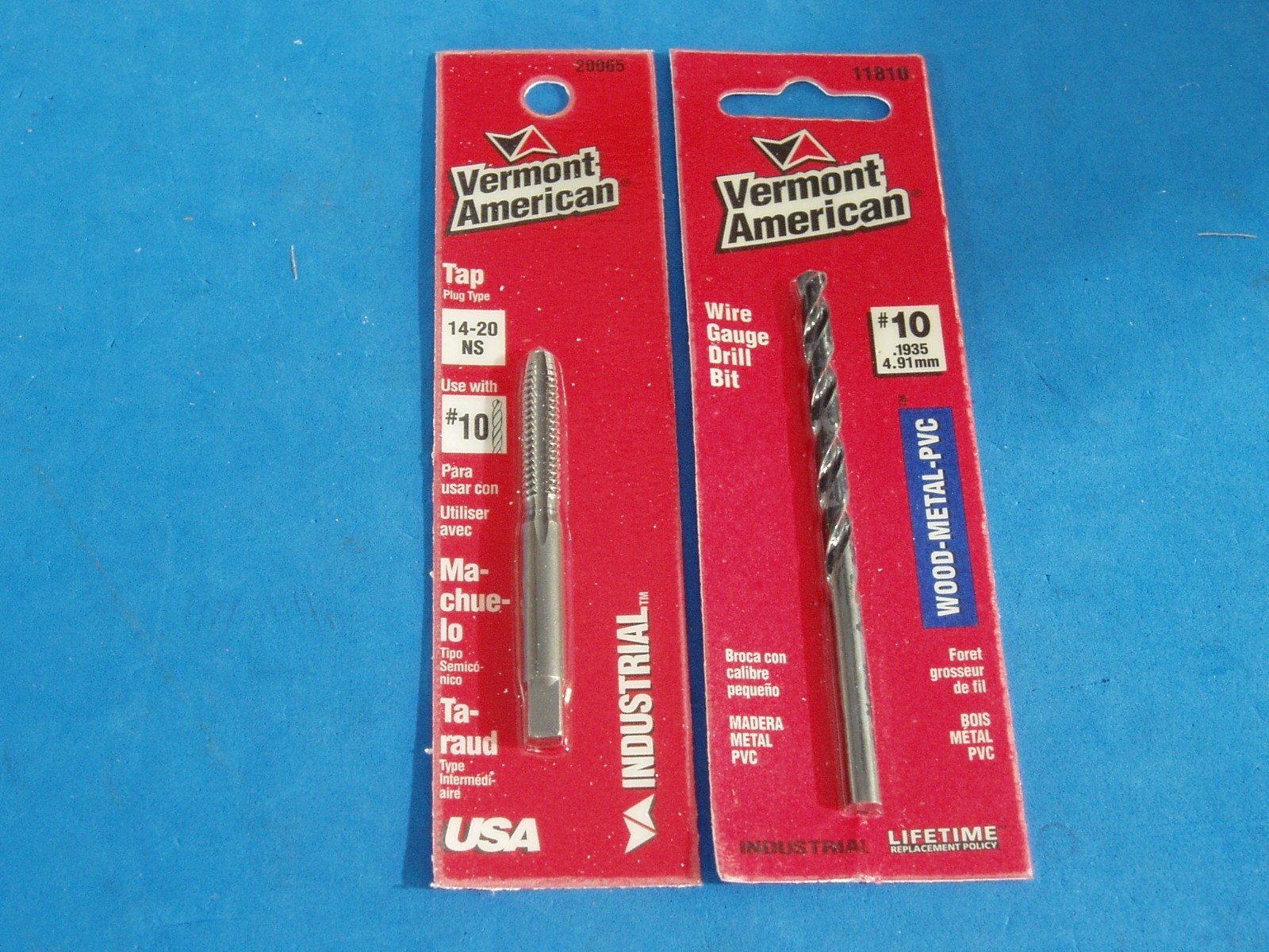 RARE #14-20 NS VERMONT AMERICAN TAP  AND PROPER SIZE #10 DRILL BIT MADE IN USA