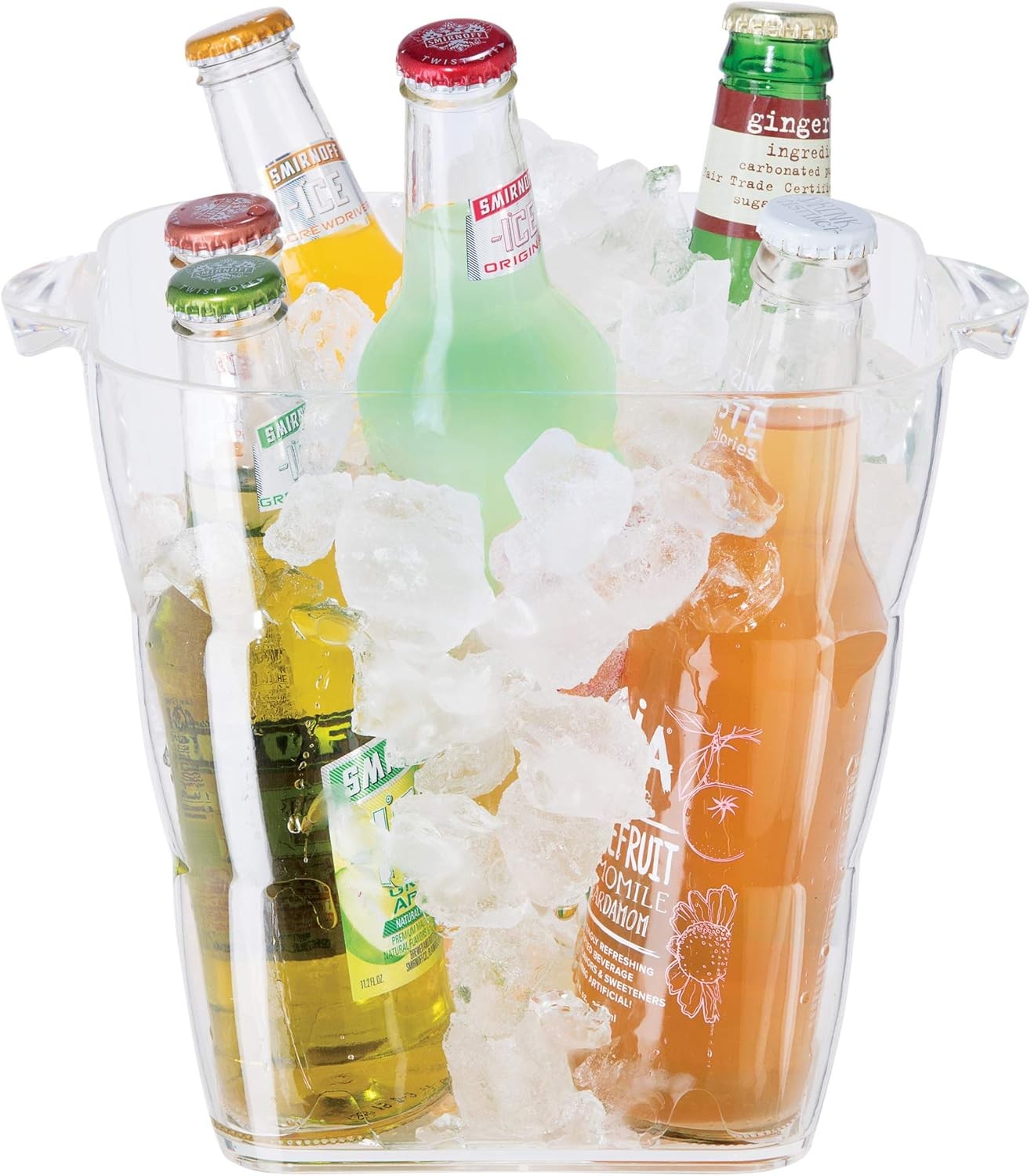 Acrylic Square Ice Bucket Clear Beverage Cooler w/Handles Wine Cooler Beer