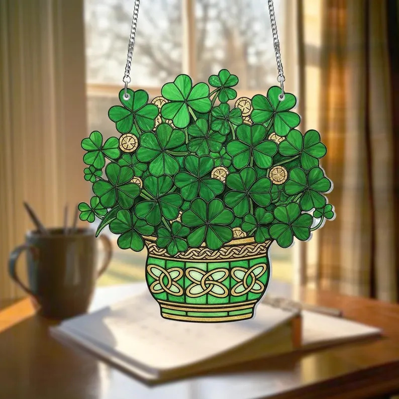 Lucky Shamrock Suncatcher Acrylic Window Decor