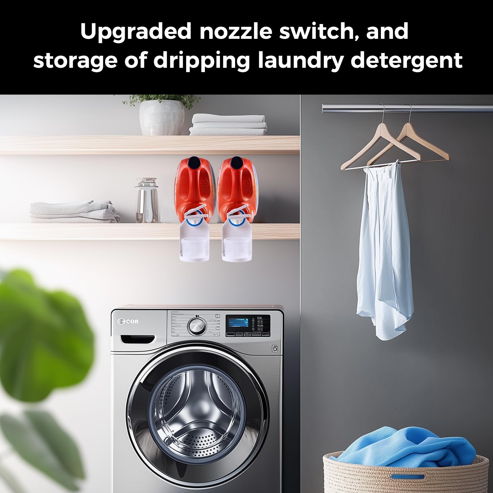 [2 Pack] Laundry Detergent Dispenser Cup Holder & Nozzle Force-Saving Switch,...
