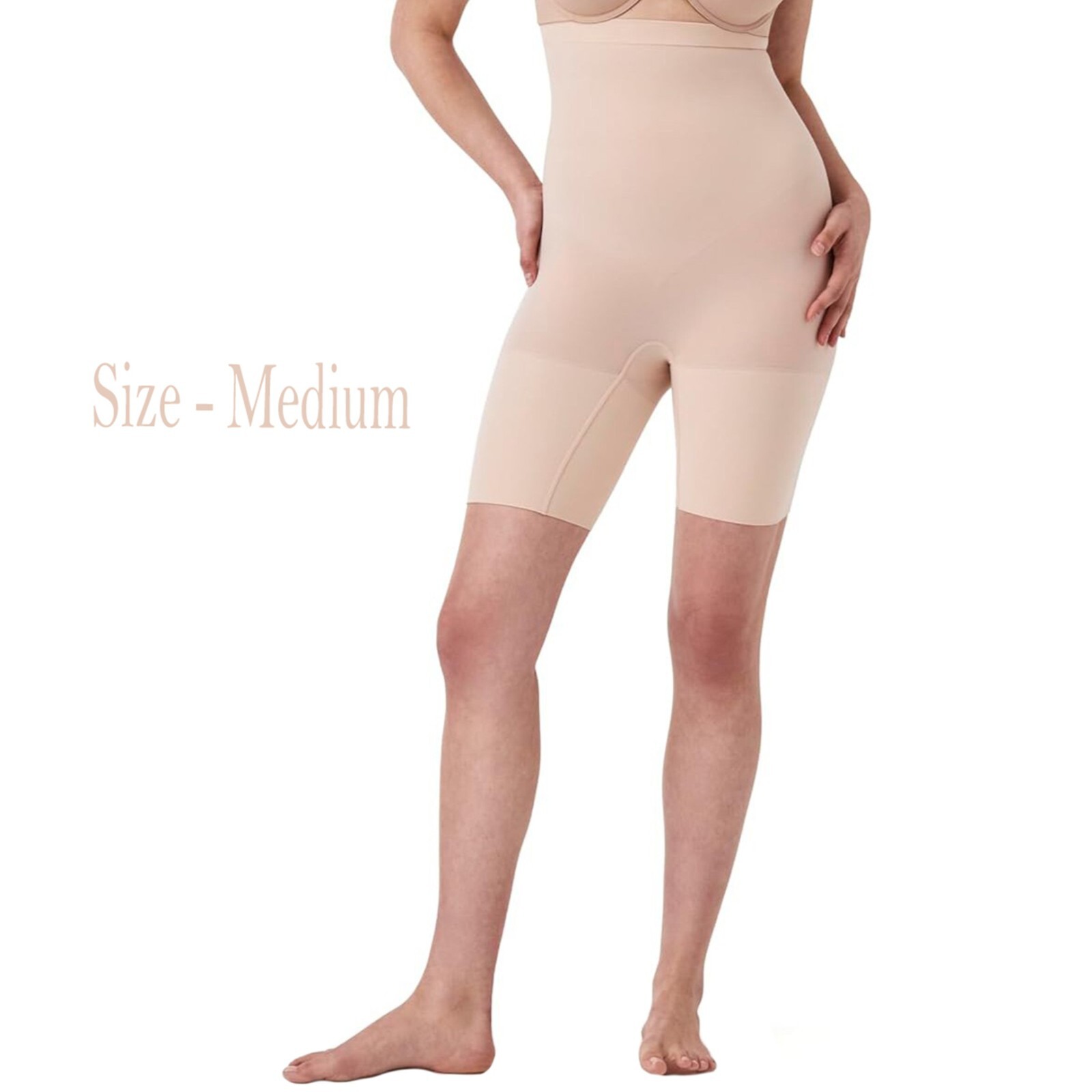 SPANX Seamless Higher Power Shaper Short Size Medium High Waisted Soft Nude