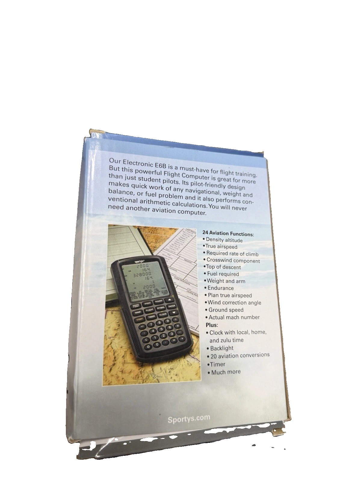 Sporty's E6B Electronic Flight Computer Pilot Aviation Calculator Black 13.18A