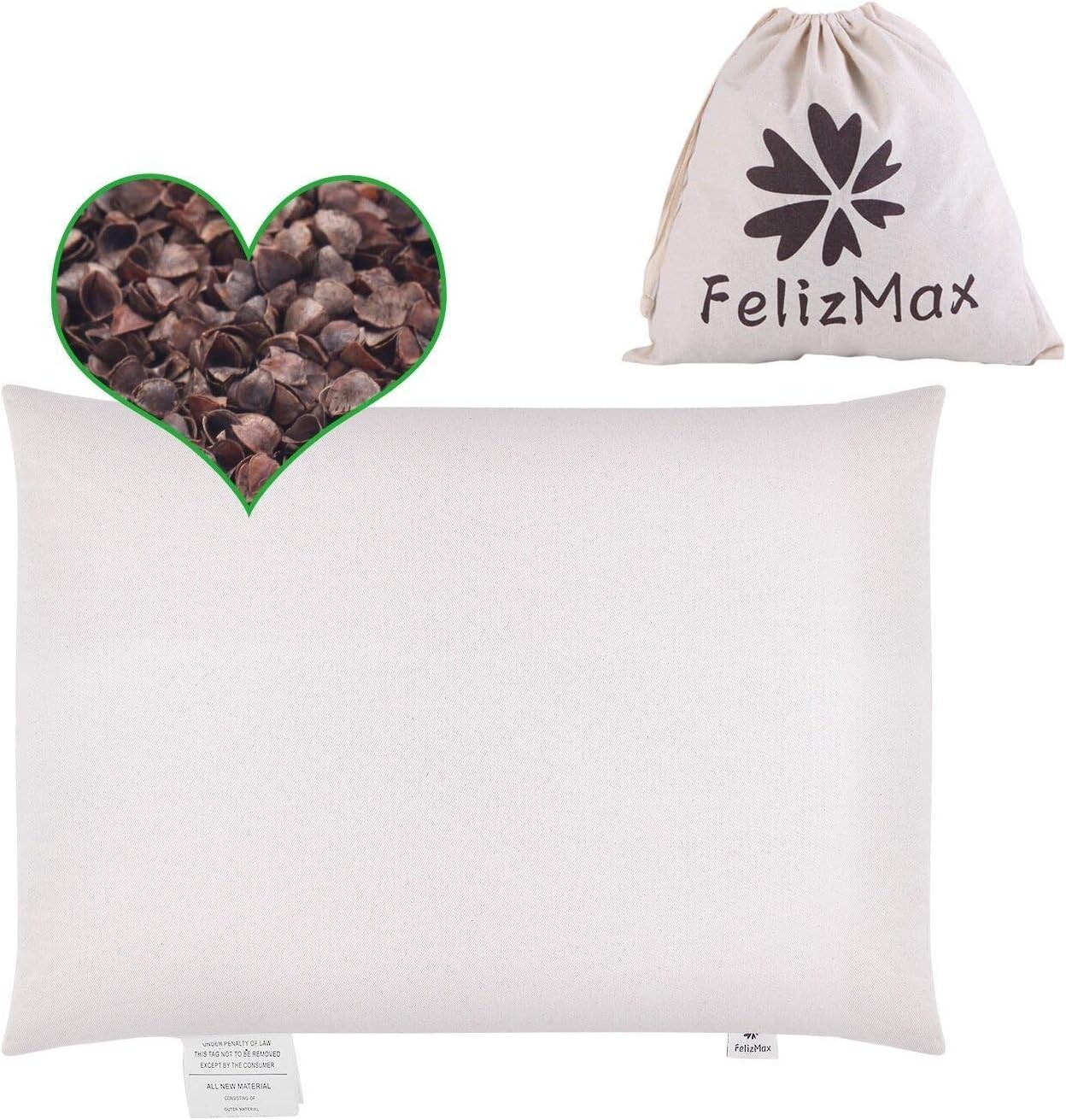 Organic Buckwheat Pillow for Sleeping, 100% Natural Premium buckwheat Hulls,