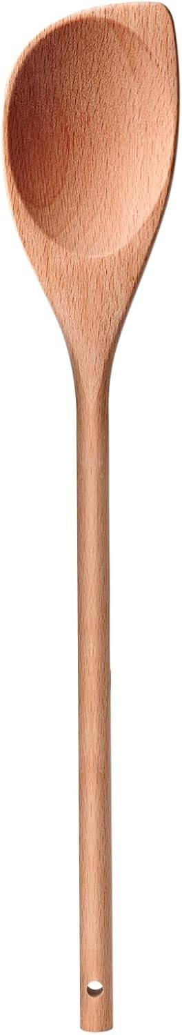 12" Wooden Corner spoon, Solid Wood Spatula & Spoon, Handcraft Brown