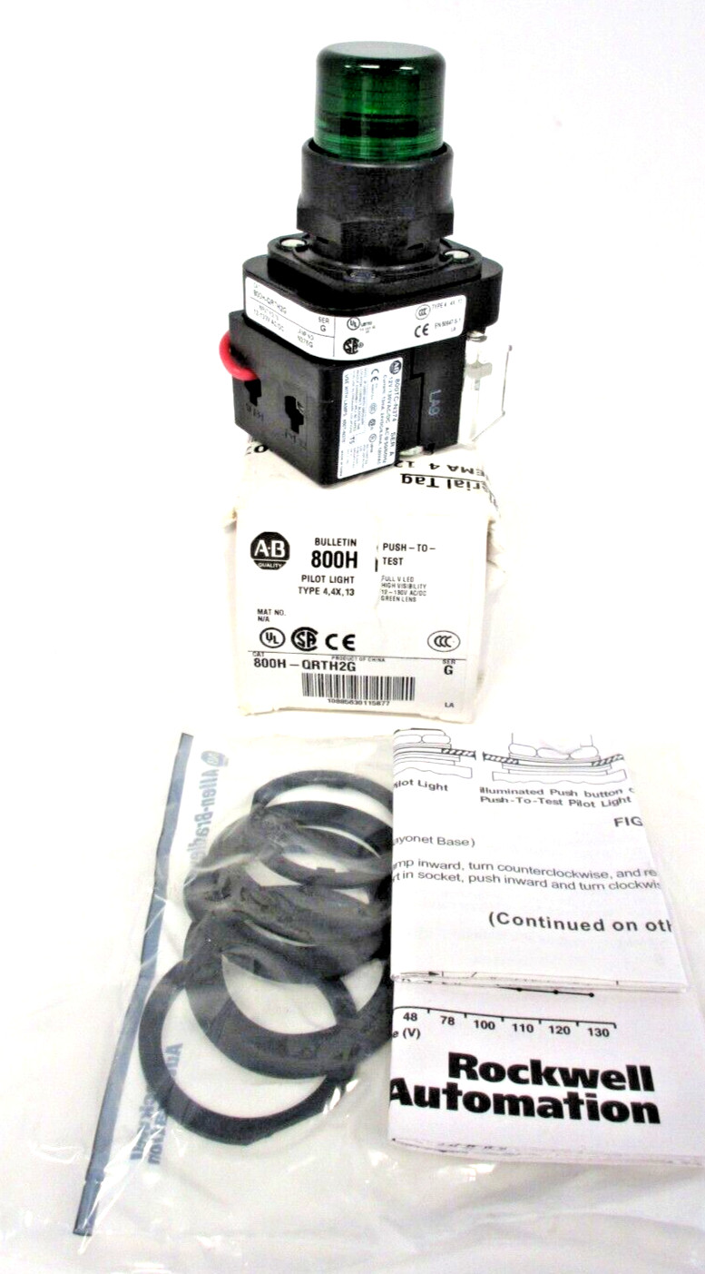 Allen-Bradley 800H-QRTH2G Ser. G Push-to-test Full V LED High Vis. Pilot Light