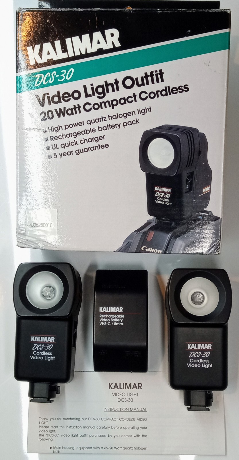 Kalimar DCS-30 Video Camcorder Light Outfit Set High Power Halogen Not Canon