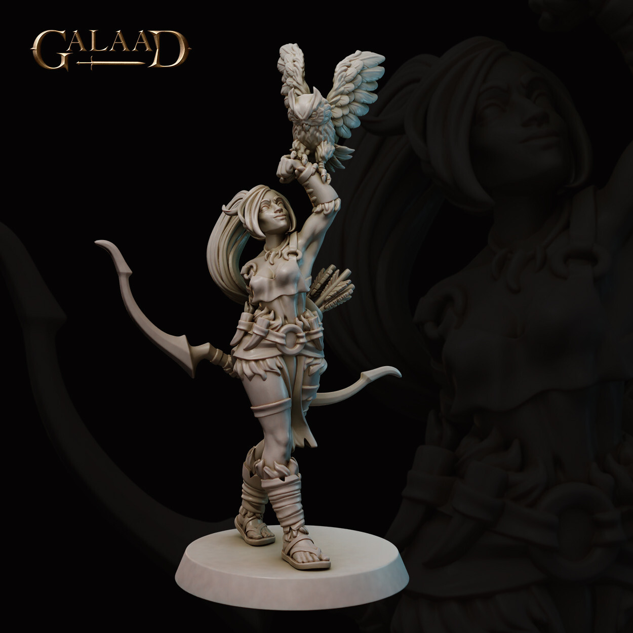 Amazon Archer / Ranger with Owl - Galaad Miniatures - Fantasy Dungeons & Dragons