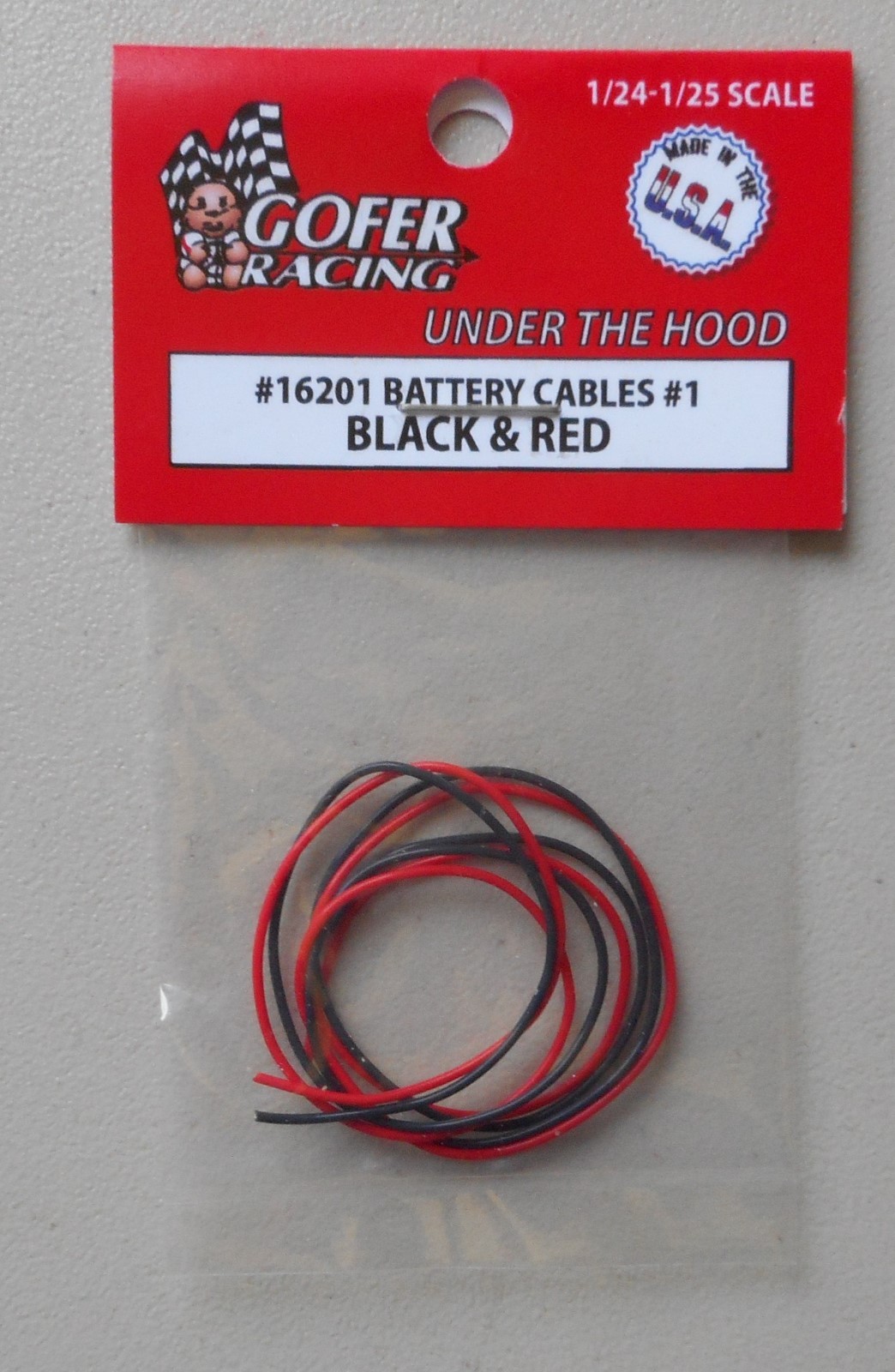 BLACK RED BATTERY CABLES #1 1:24 1:25 GOFER RACING CAR MODEL ACCESSORY 16201